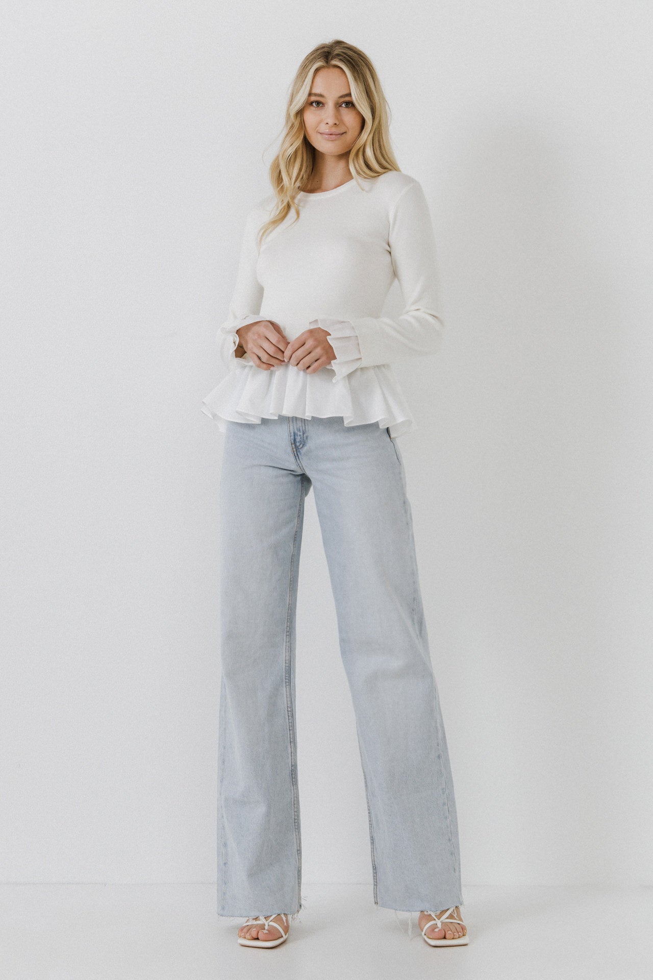 ENGLISH FACTORY - Mixed Media Long Sleeve Sweater - SWEATERS & KNITS available at Objectrare