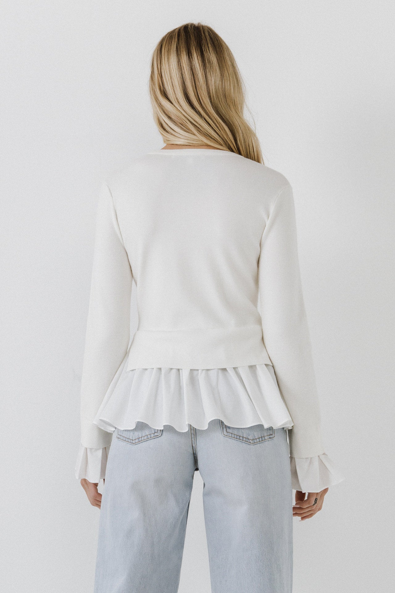 ENGLISH FACTORY - Mixed Media Long Sleeve Sweater - SWEATERS & KNITS available at Objectrare