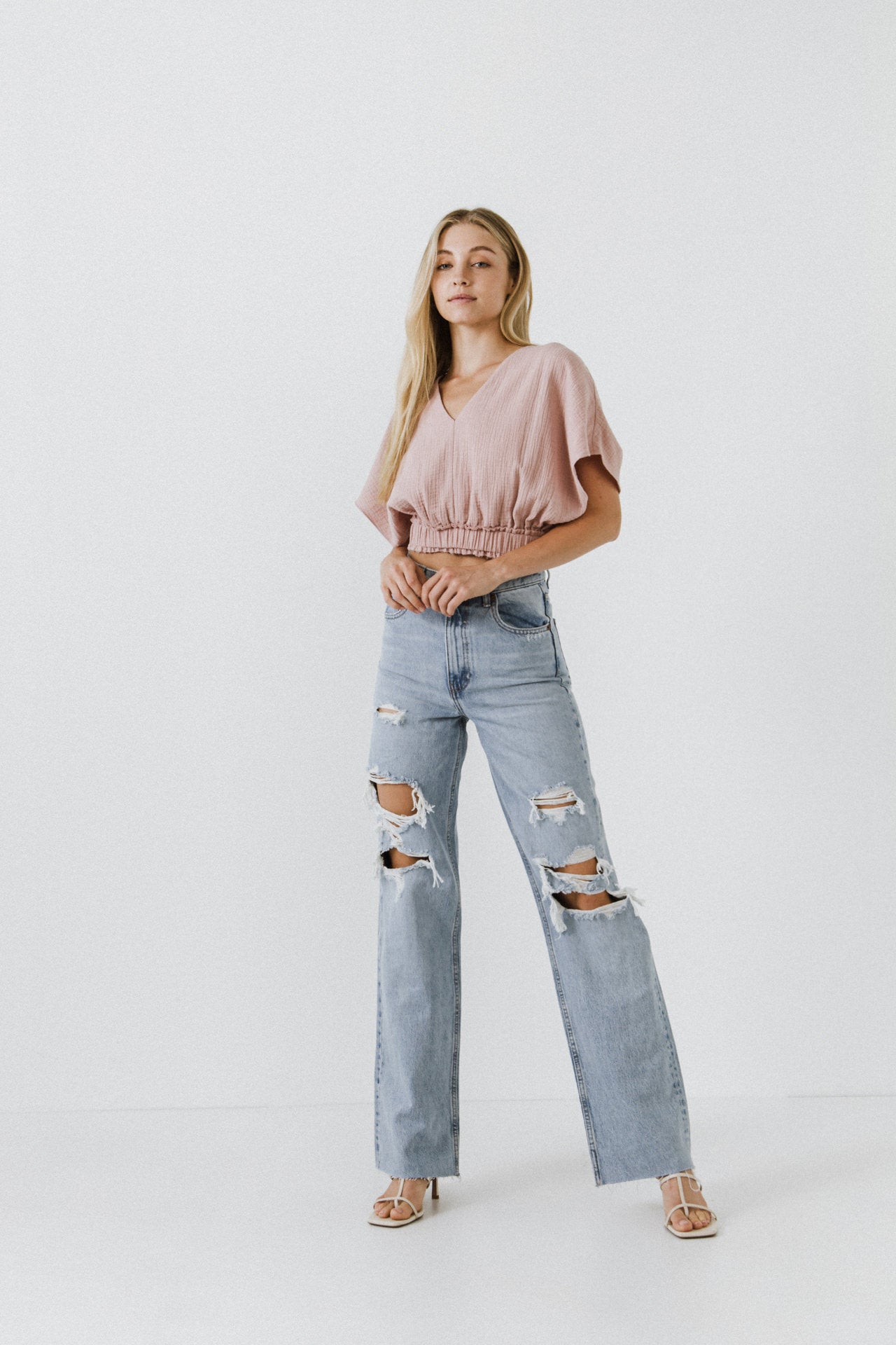 FREE THE ROSES - V-Neckline Cropped Top - TOPS available at Objectrare