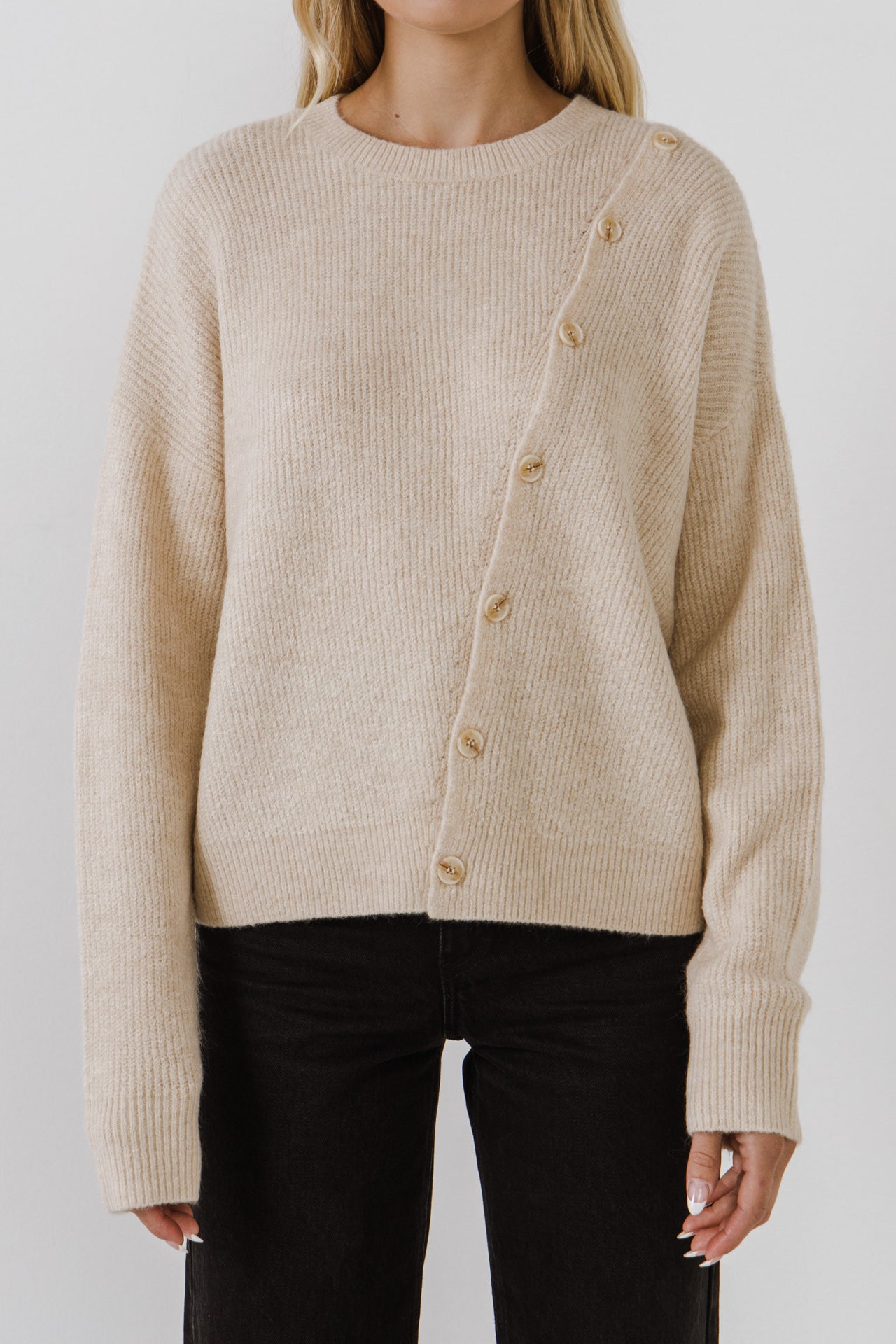 ENGLISH FACTORY - Sweater with Button Detail - SWEATERS & KNITS available at Objectrare