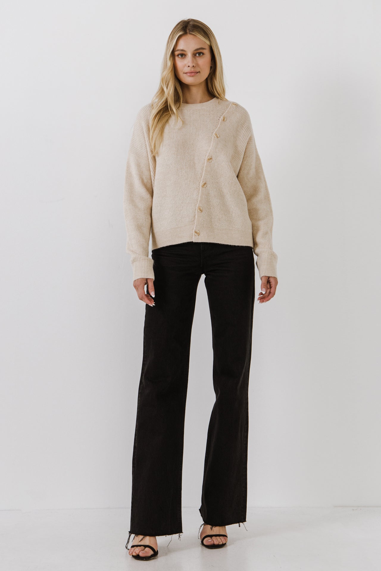 ENGLISH FACTORY - Sweater with Button Detail - SWEATERS & KNITS available at Objectrare