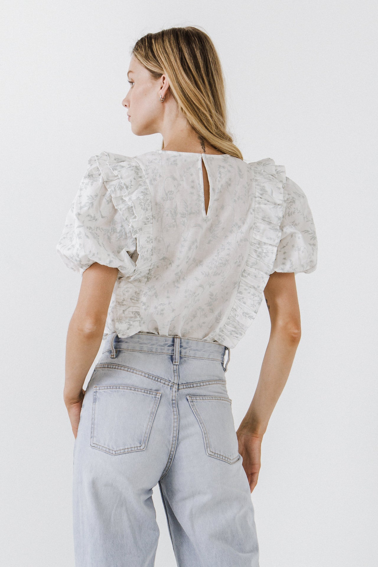 FREE THE ROSES - Ruffle Detail Top with Short Puff Sleeves - TOPS available at Objectrare