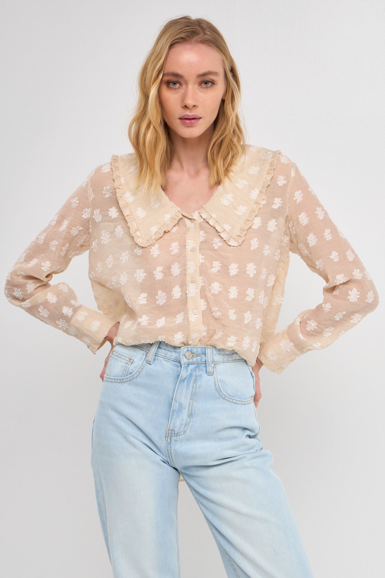 ENDLESS ROSE - Sheer Shirts with Statement Collar - TOPS available at Objectrare