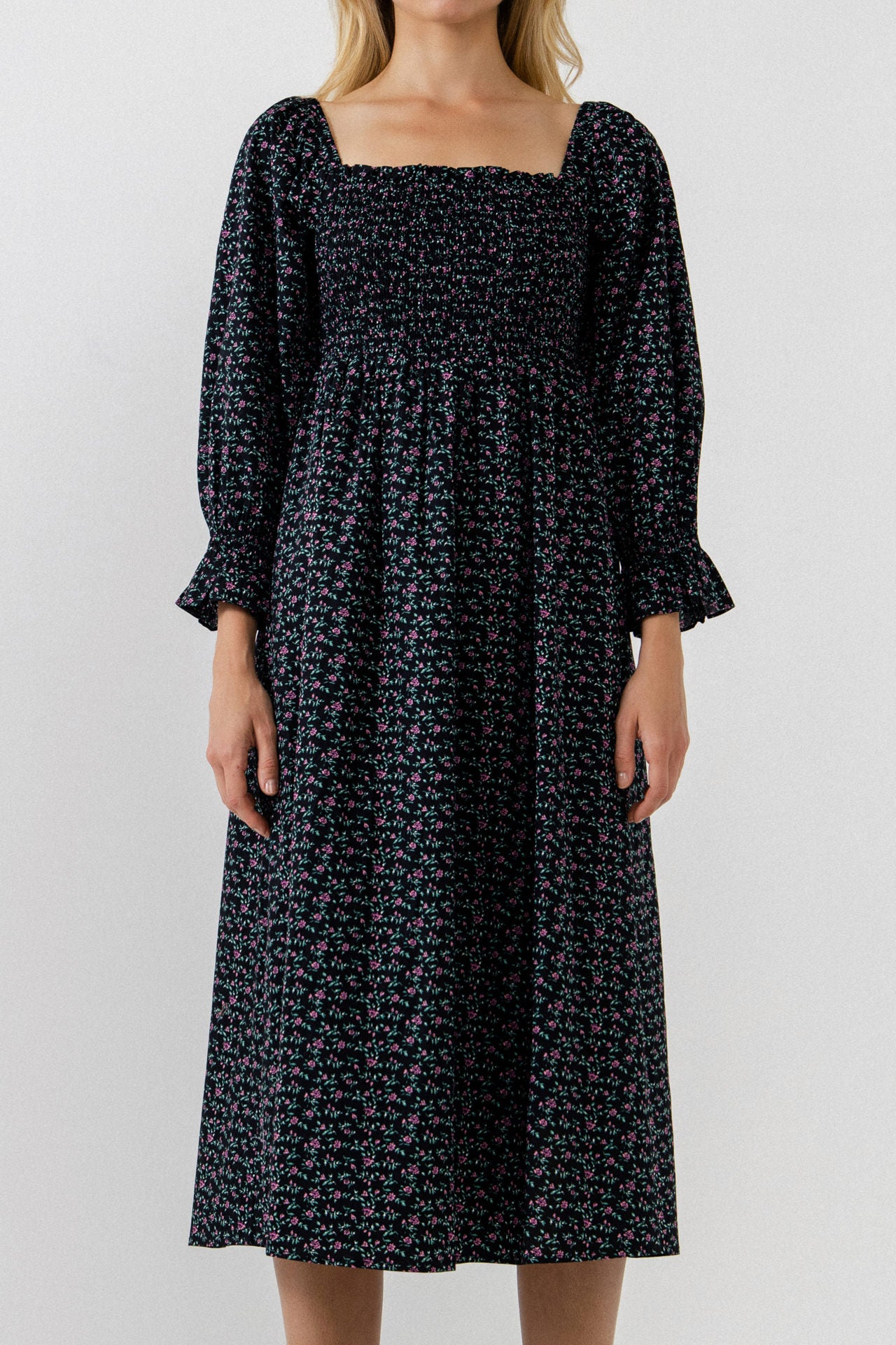 ENGLISH FACTORY - Floral Smocked Midi Dress - Final Sale - DRESSES available at Objectrare
