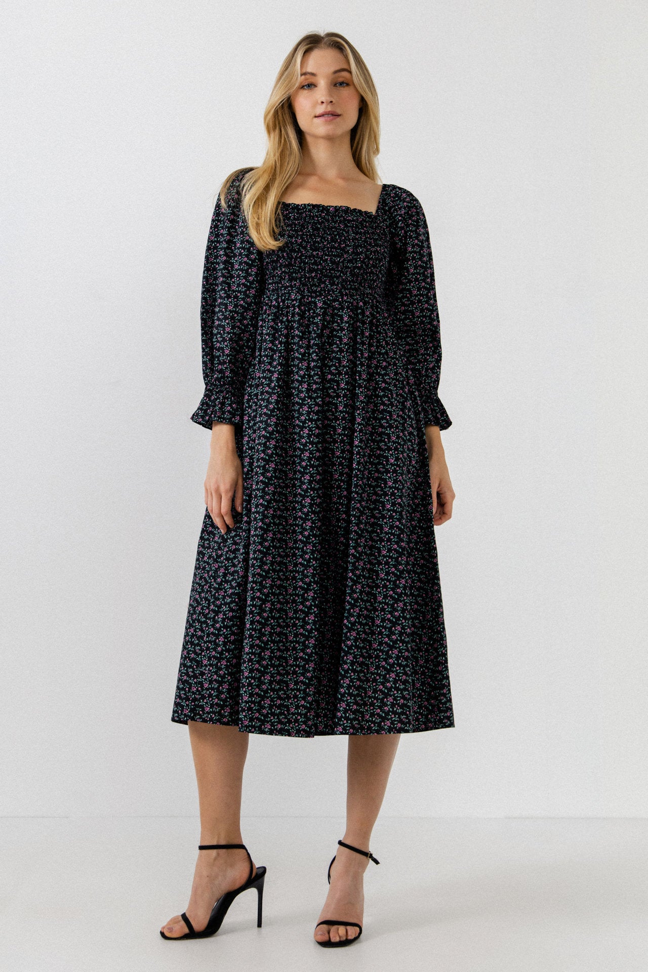 ENGLISH FACTORY - Floral Smocked Midi Dress - Final Sale - DRESSES available at Objectrare