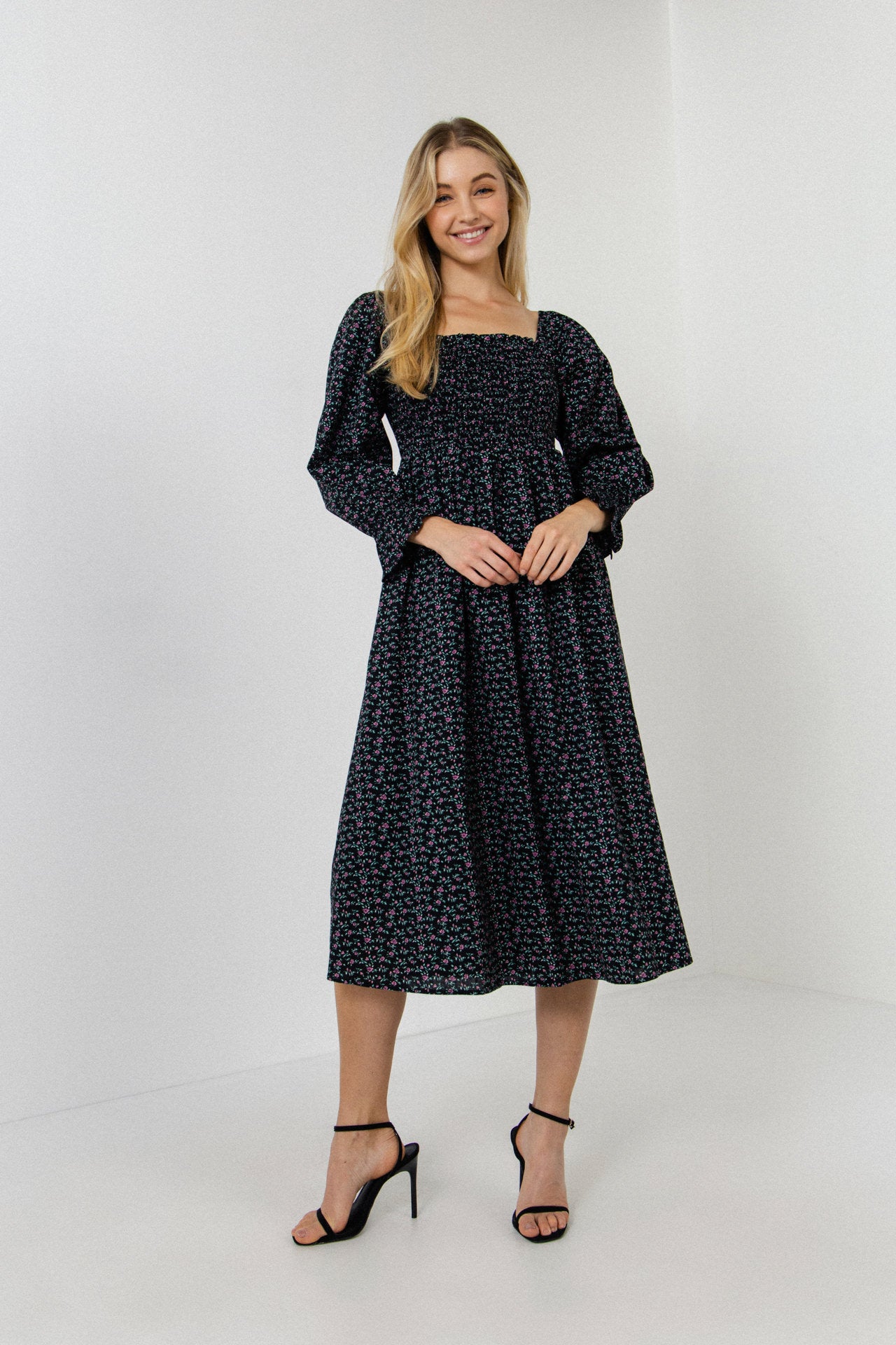 ENGLISH FACTORY - Floral Smocked Midi Dress - Final Sale - DRESSES available at Objectrare