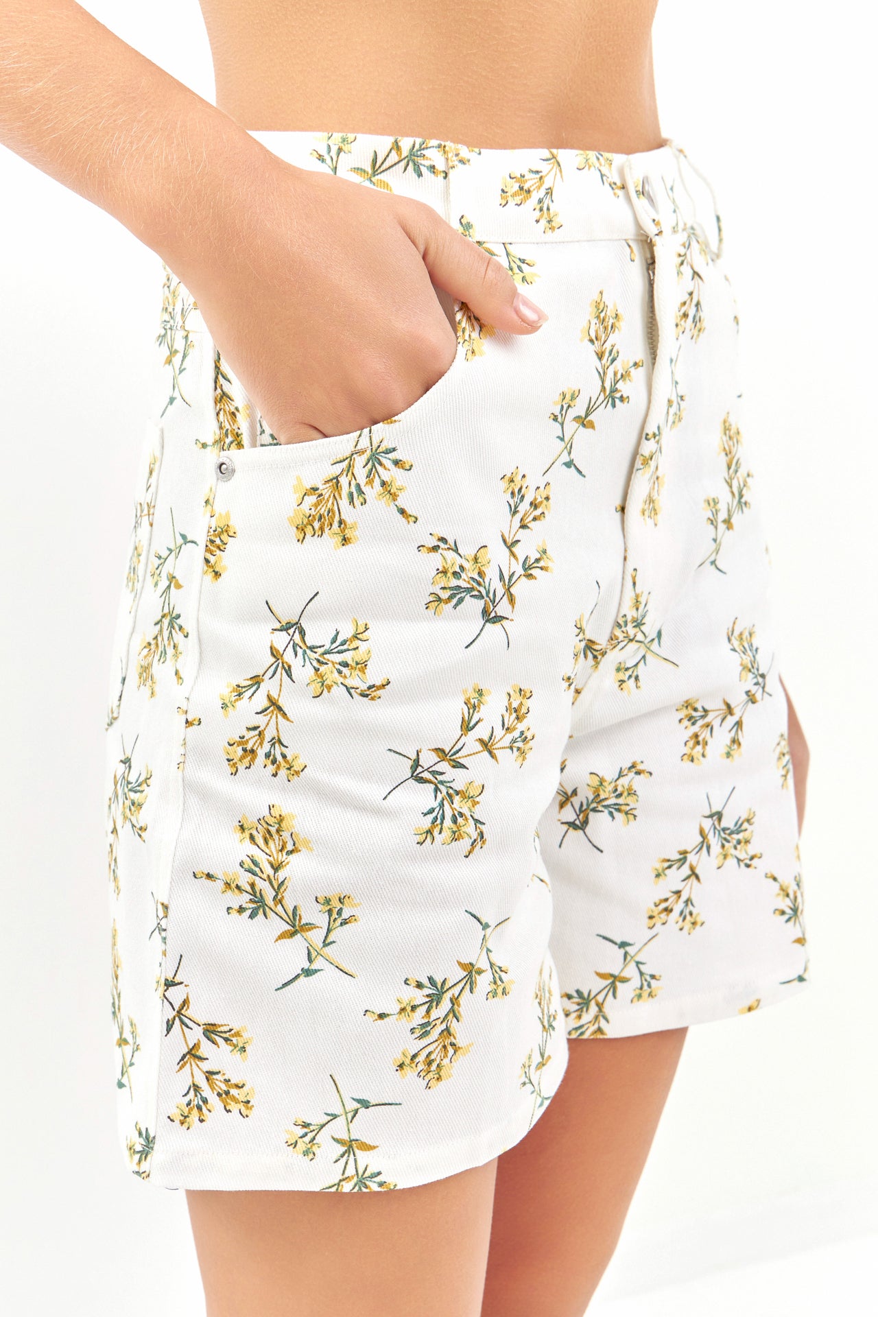 ENGLISH FACTORY - High Rise Floral Print Shorts - SHORTS available at Objectrare