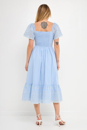 ENGLISH FACTORY - Embroidered Midi with Scalloped Hem - DRESSES available at Objectrare