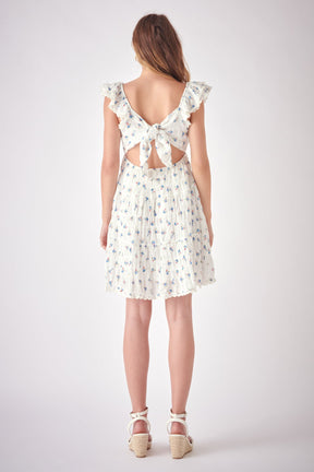 FREE THE ROSES - Floral Mini Dress with Back Tie Detail - DRESSES available at Objectrare