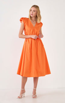 ENGLISH FACTORY - Puff Sleeve Midi Dress - DRESSES available at Objectrare