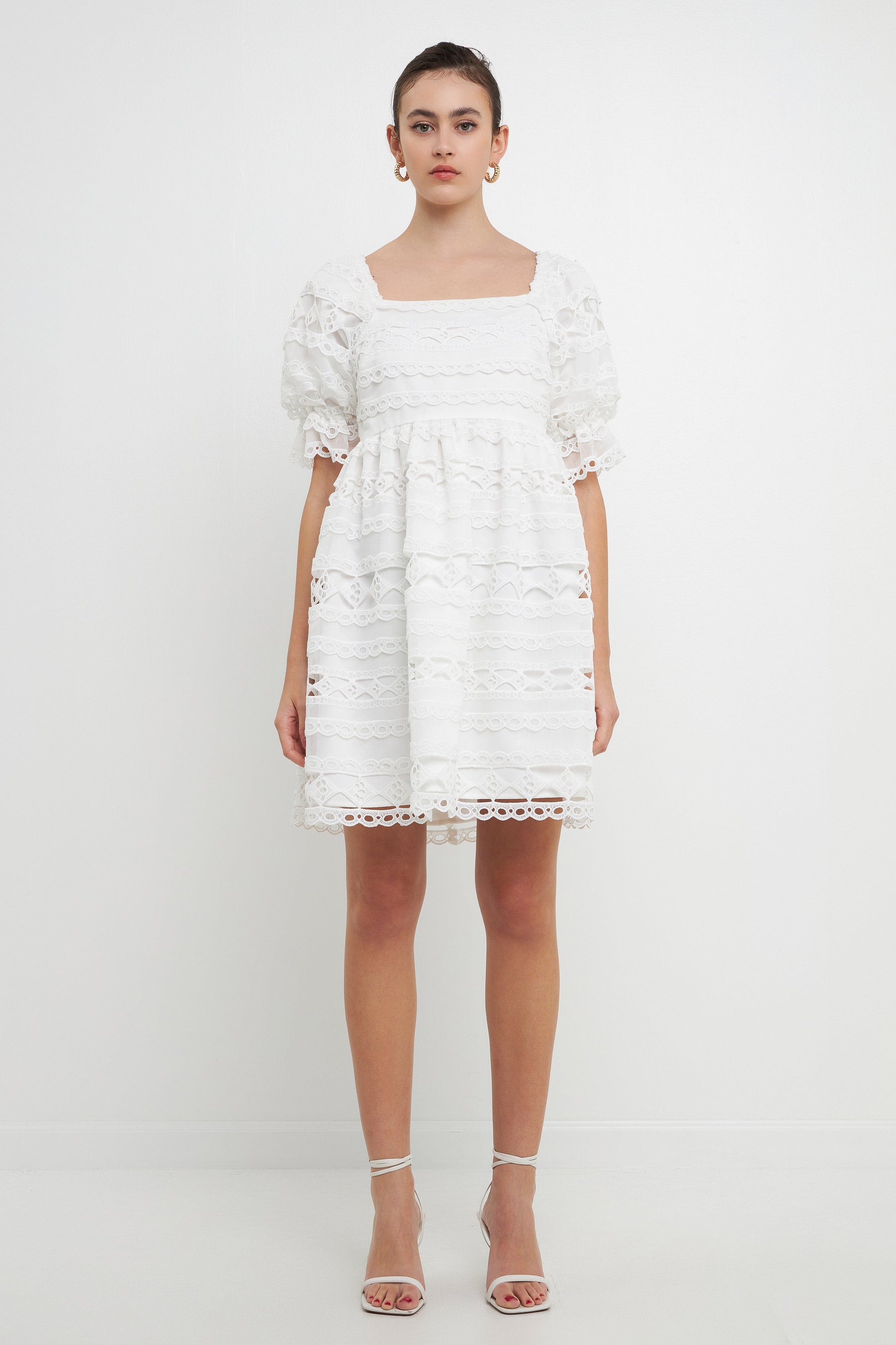 ENDLESS ROSE - Lace Puff Mini Dress - DRESSES available at Objectrare