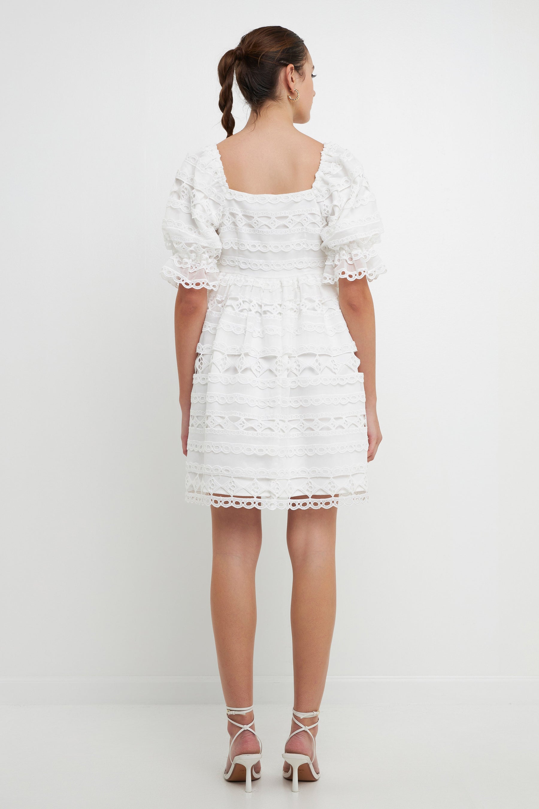 ENDLESS ROSE - Lace Puff Mini Dress - DRESSES available at Objectrare