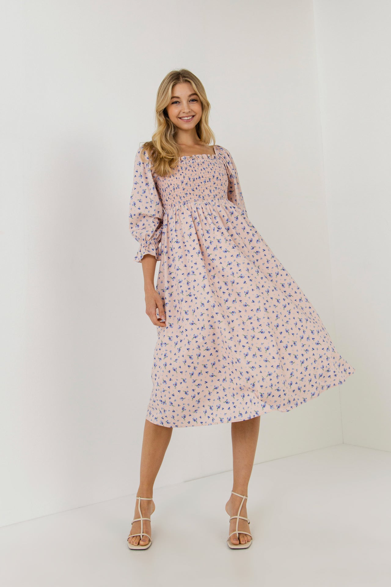 ENGLISH FACTORY - Floral Smocked Midi Dress - DRESSES available at Objectrare