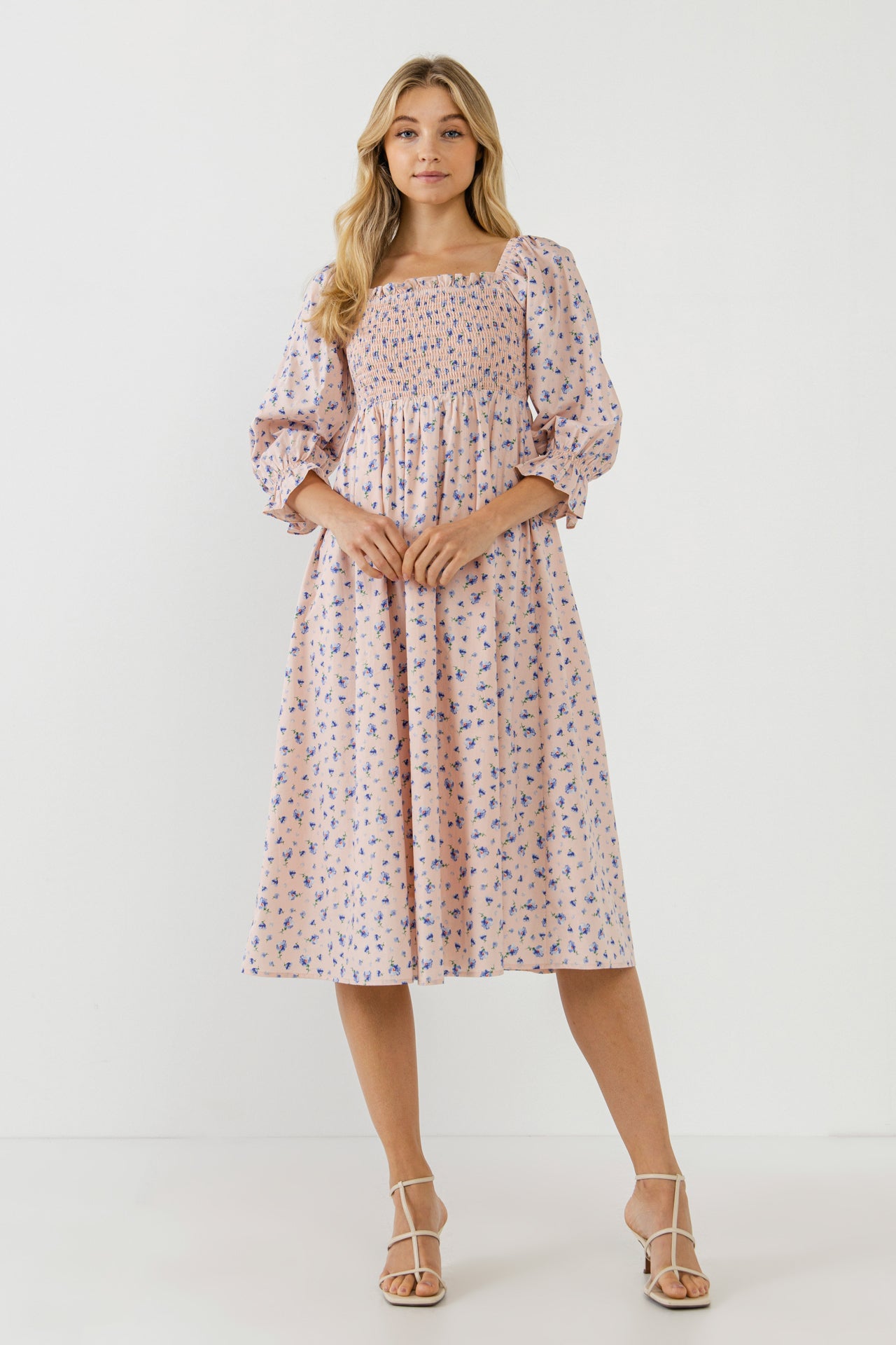 ENGLISH FACTORY - Floral Smocked Midi Dress - DRESSES available at Objectrare