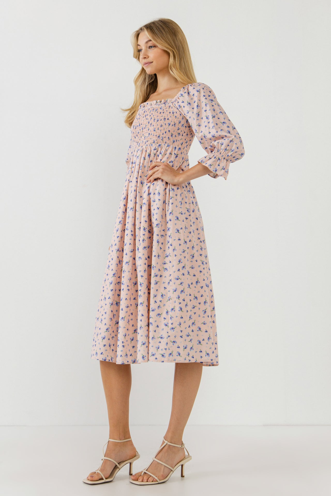 ENGLISH FACTORY - Floral Smocked Midi Dress - DRESSES available at Objectrare
