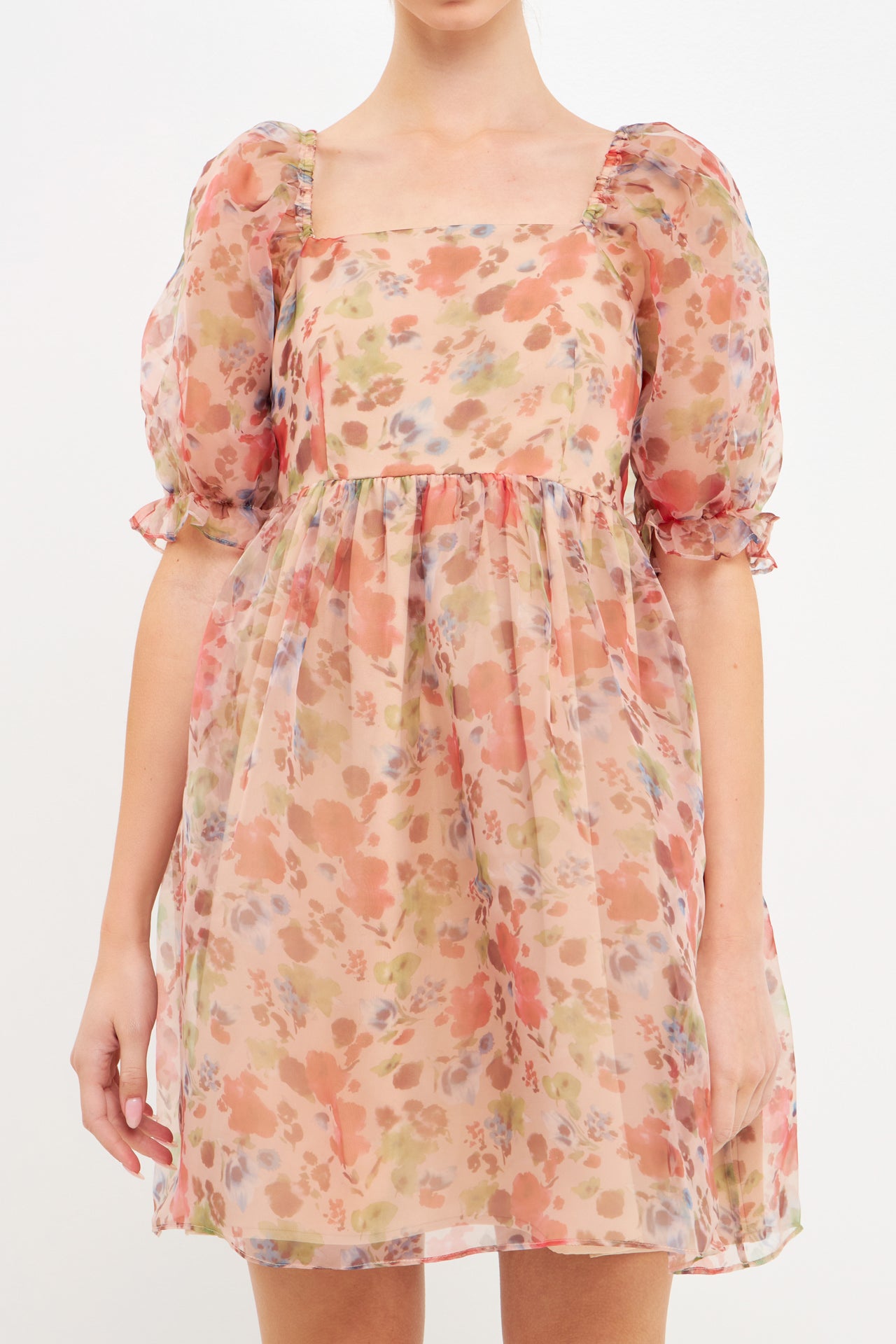 ENDLESS ROSE - Floral Puff Mini Dress - DRESSES available at Objectrare