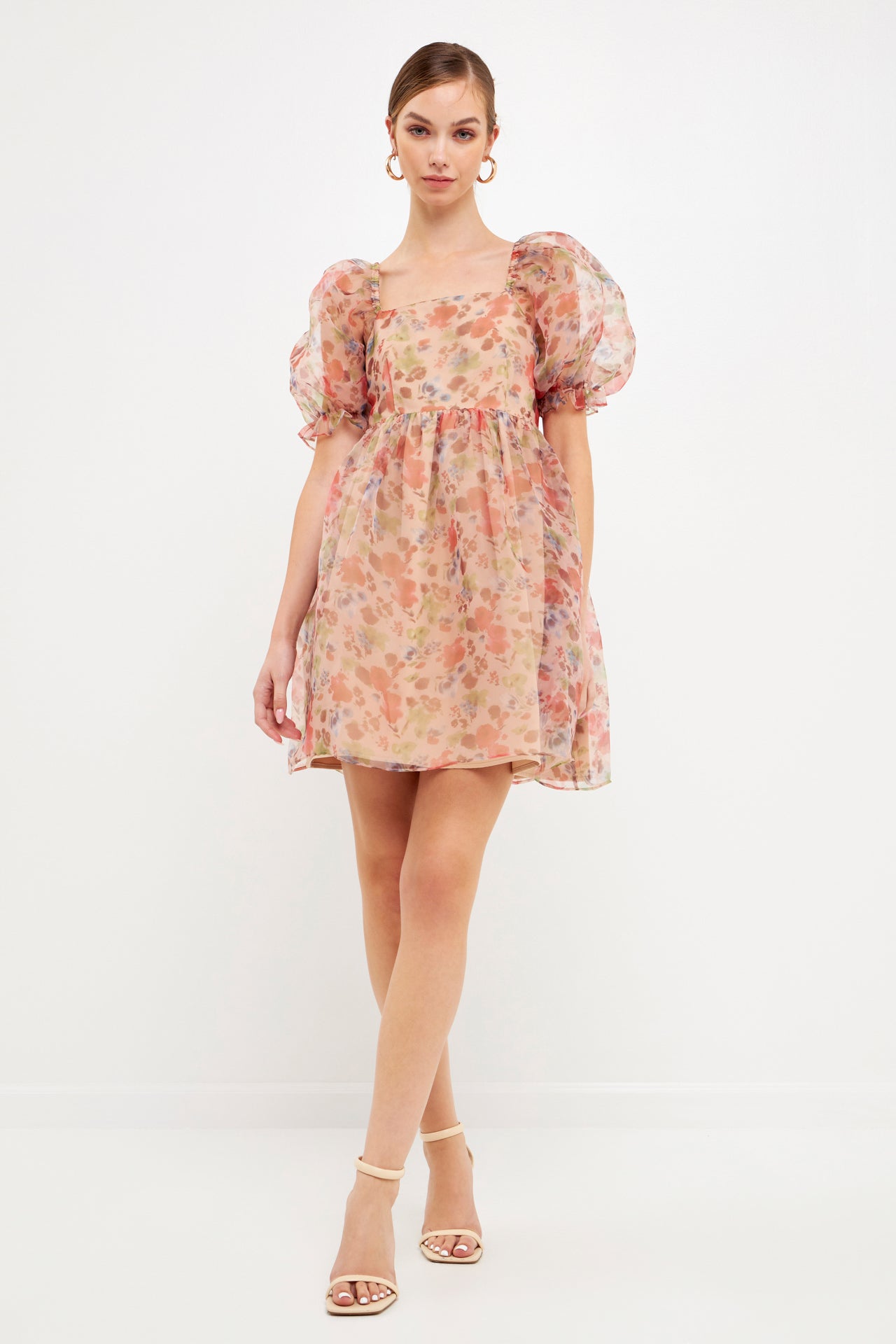 ENDLESS ROSE - Floral Puff Mini Dress - DRESSES available at Objectrare