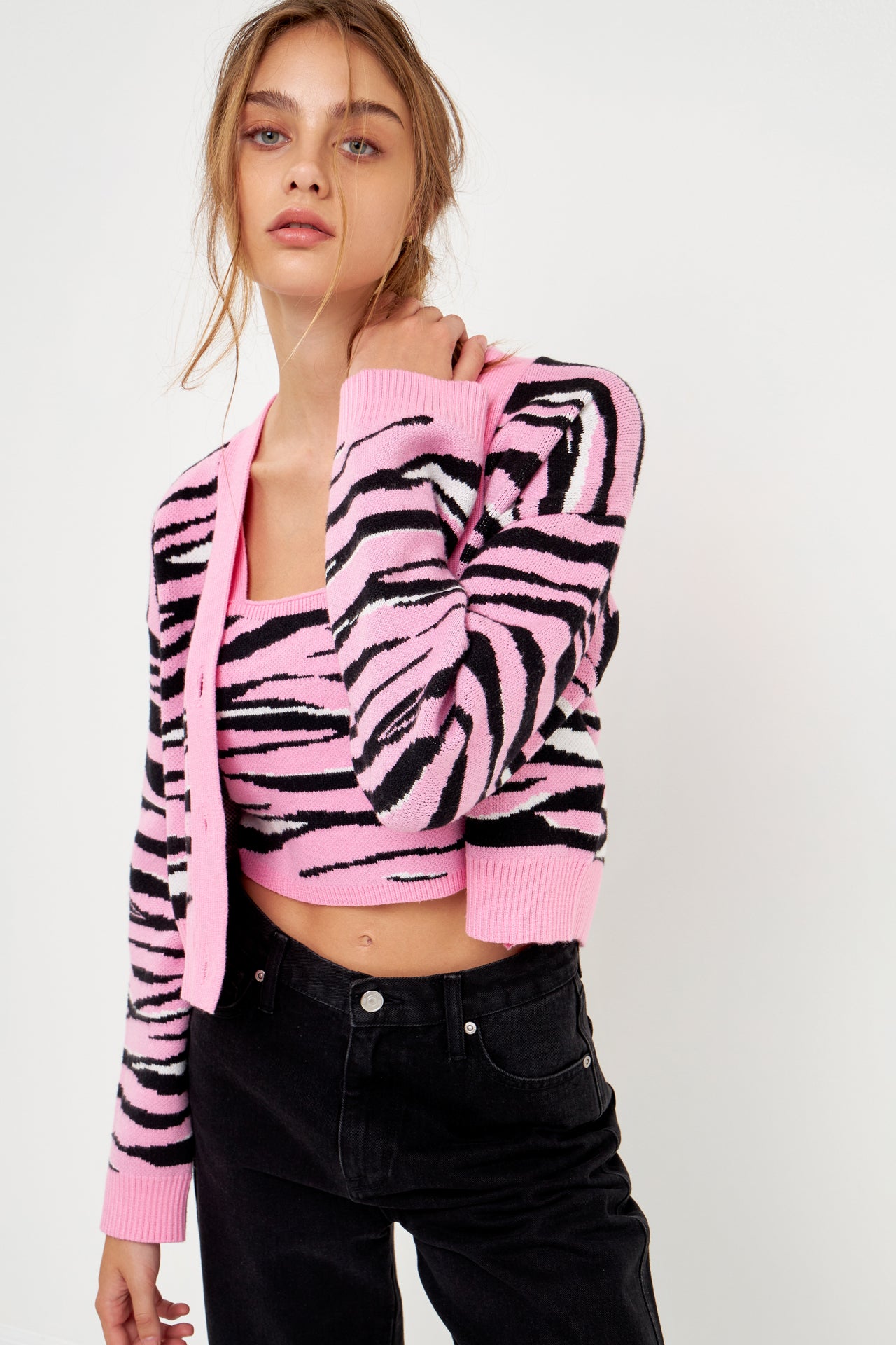 GREY LAB - Animal Print Knit Cardigan - CARDIGANS available at Objectrare