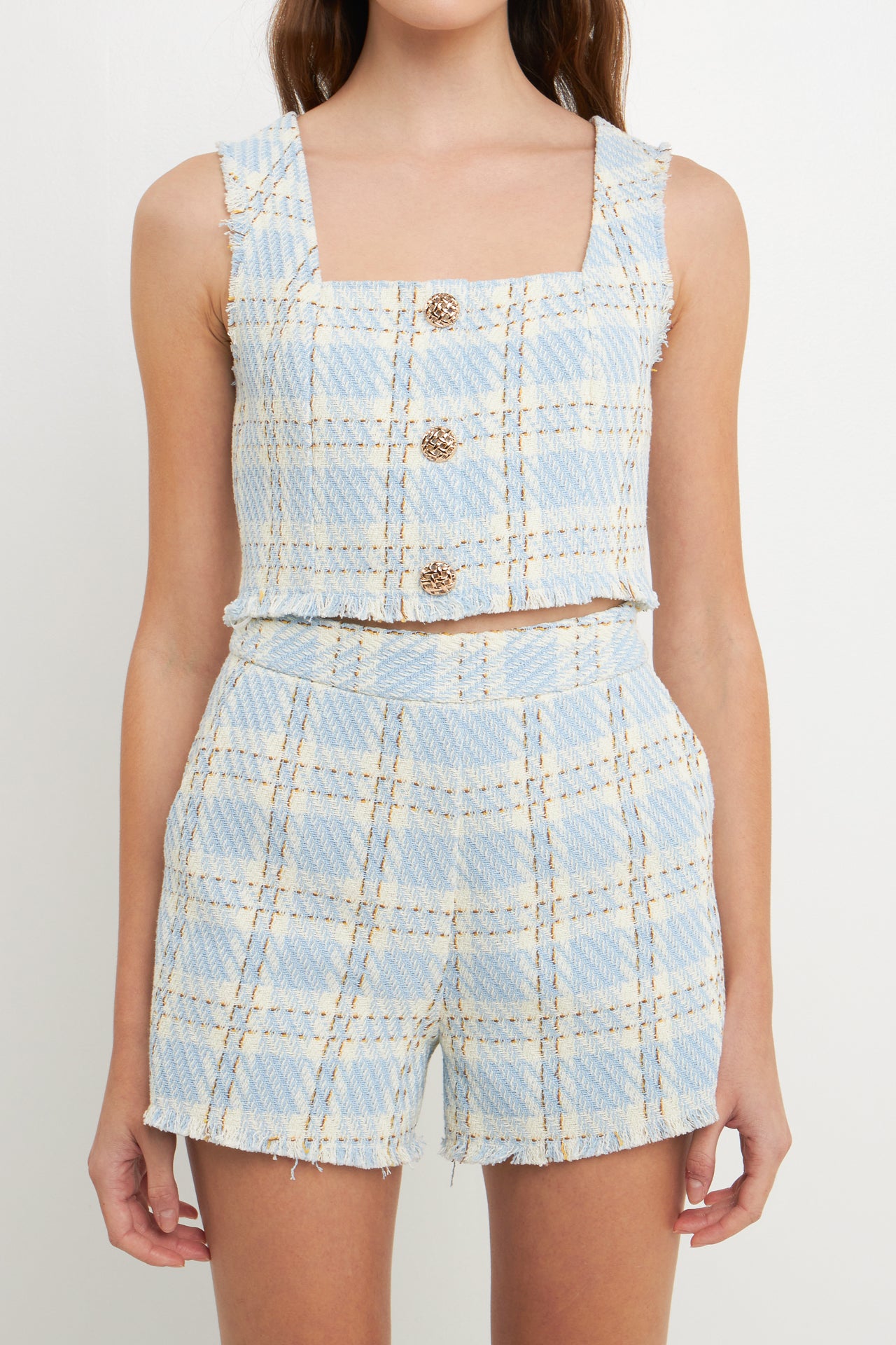 ENDLESS ROSE - Tweed Cropped Tank Top - TOPS available at Objectrare