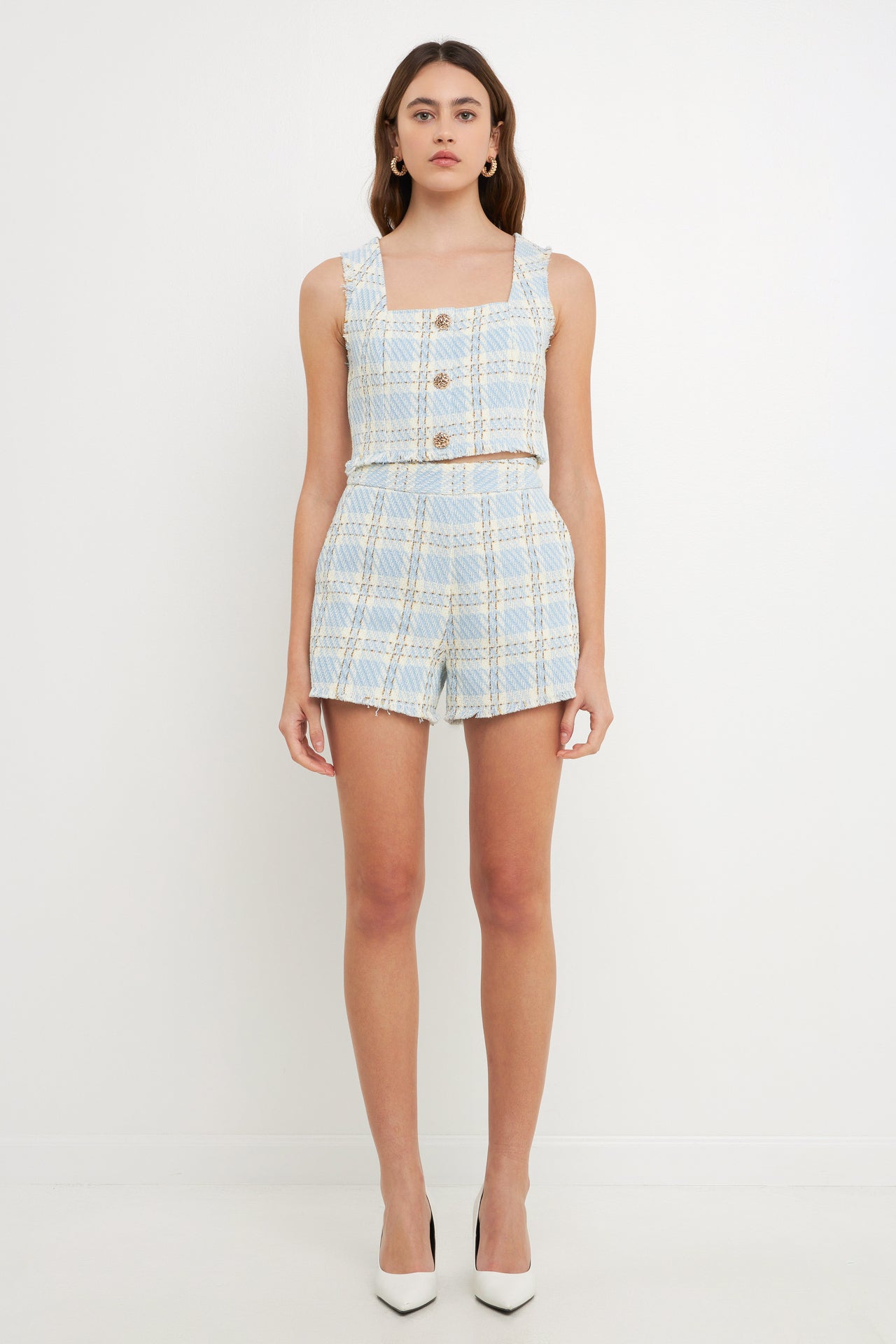 ENDLESS ROSE - Tweed Cropped Tank Top - TOPS available at Objectrare