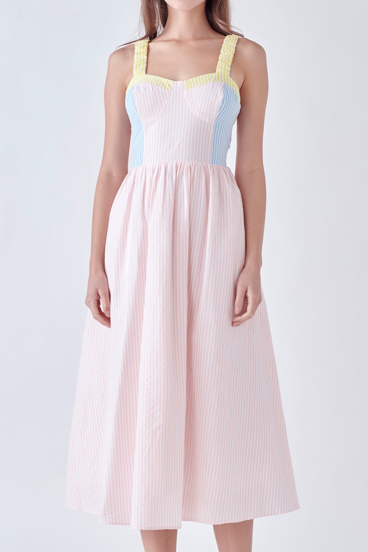 ENGLISH FACTORY - Multi Color Striped Mid Dress - DRESSES available at Objectrare