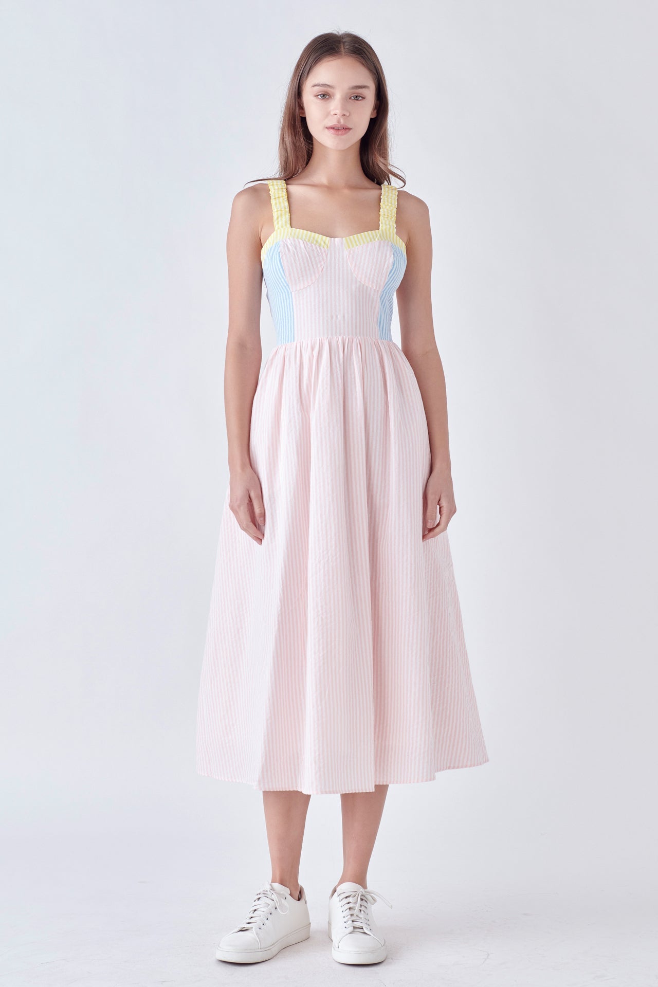 ENGLISH FACTORY - Multi Color Striped Mid Dress - DRESSES available at Objectrare