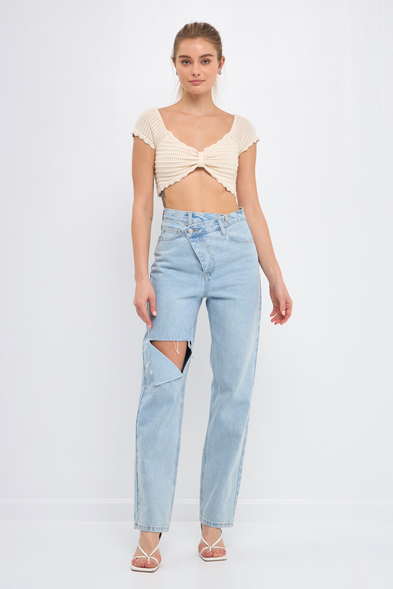 ENDLESS ROSE - Knit Top with Bow Detail - SWEATERS & KNITS available at Objectrare