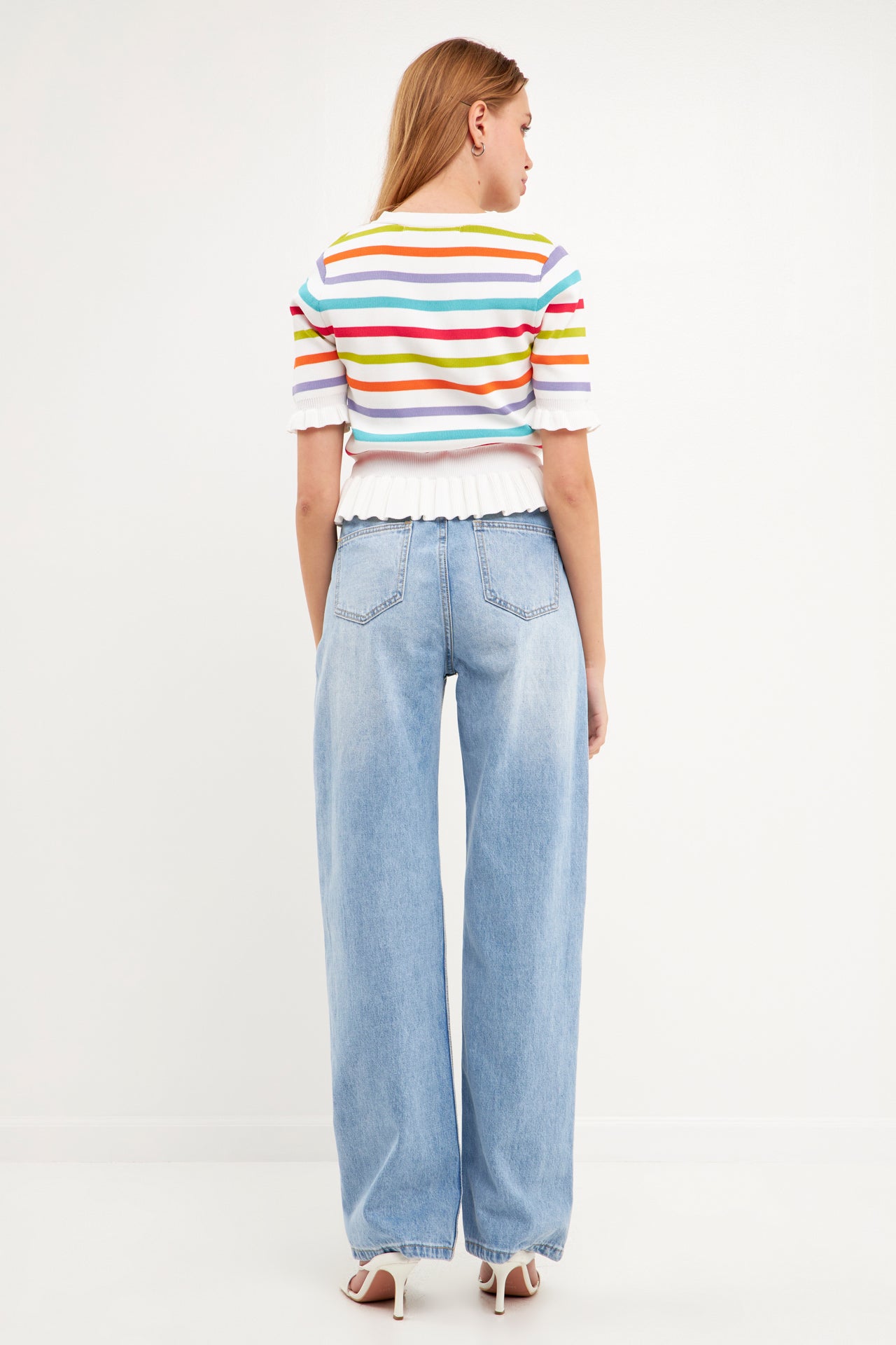 ENGLISH FACTORY - Striped Cardigan with Short Puff Sleeves - SWEATERS & KNITS available at Objectrare
