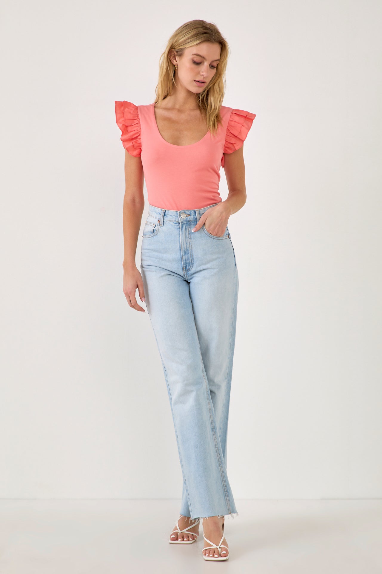 ENGLISH FACTORY - Ruffle Sleeve Tank Top - TOPS available at Objectrare