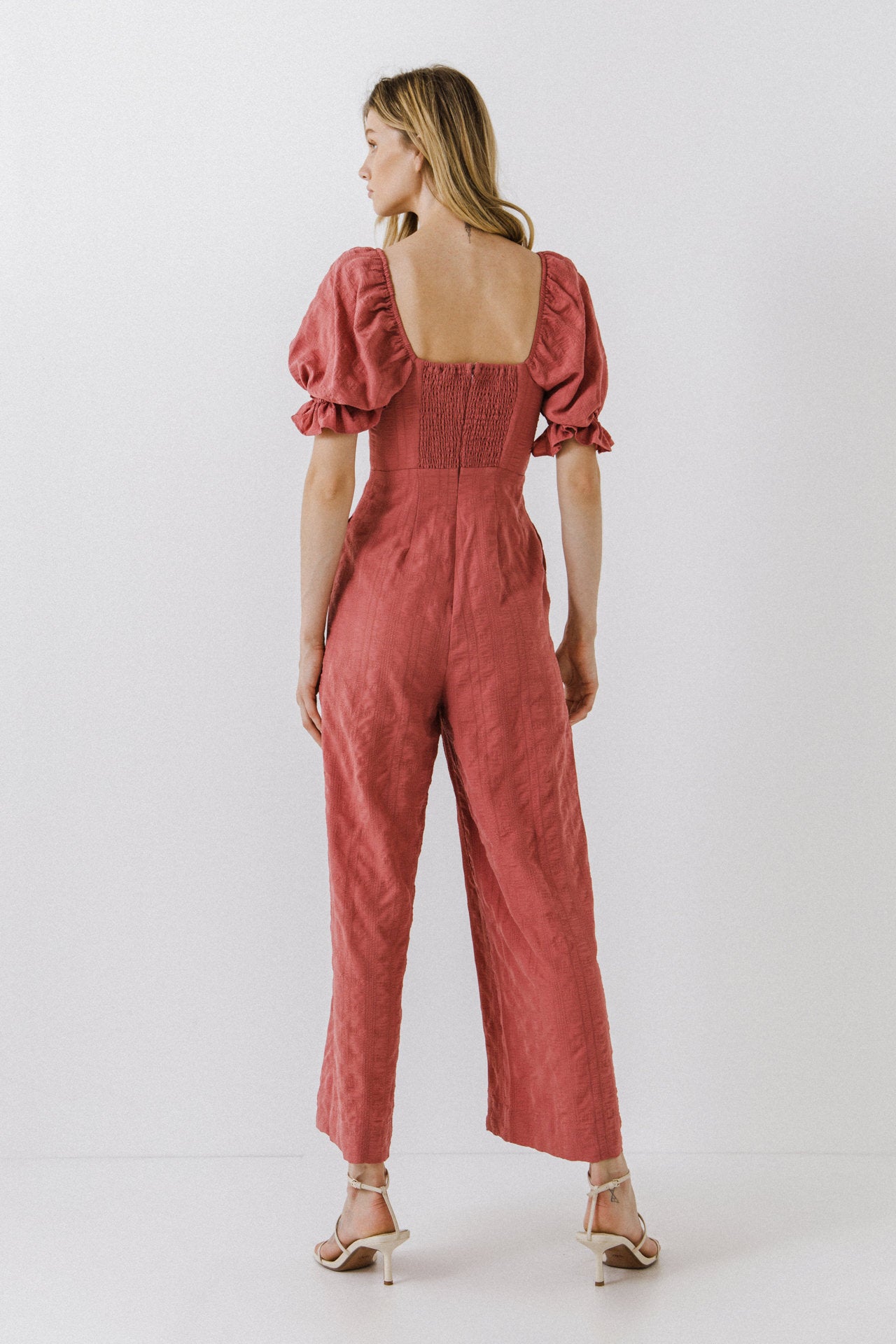 FREE THE ROSES - Textured Square Neck Jumpsuit - JUMPSUITS available at Objectrare
