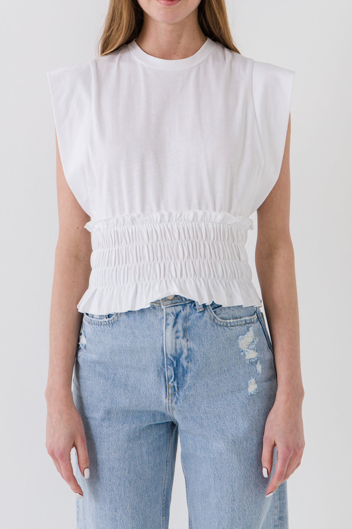 ENDLESS ROSE - Smocked Waist T-Shirt - TOPS available at Objectrare