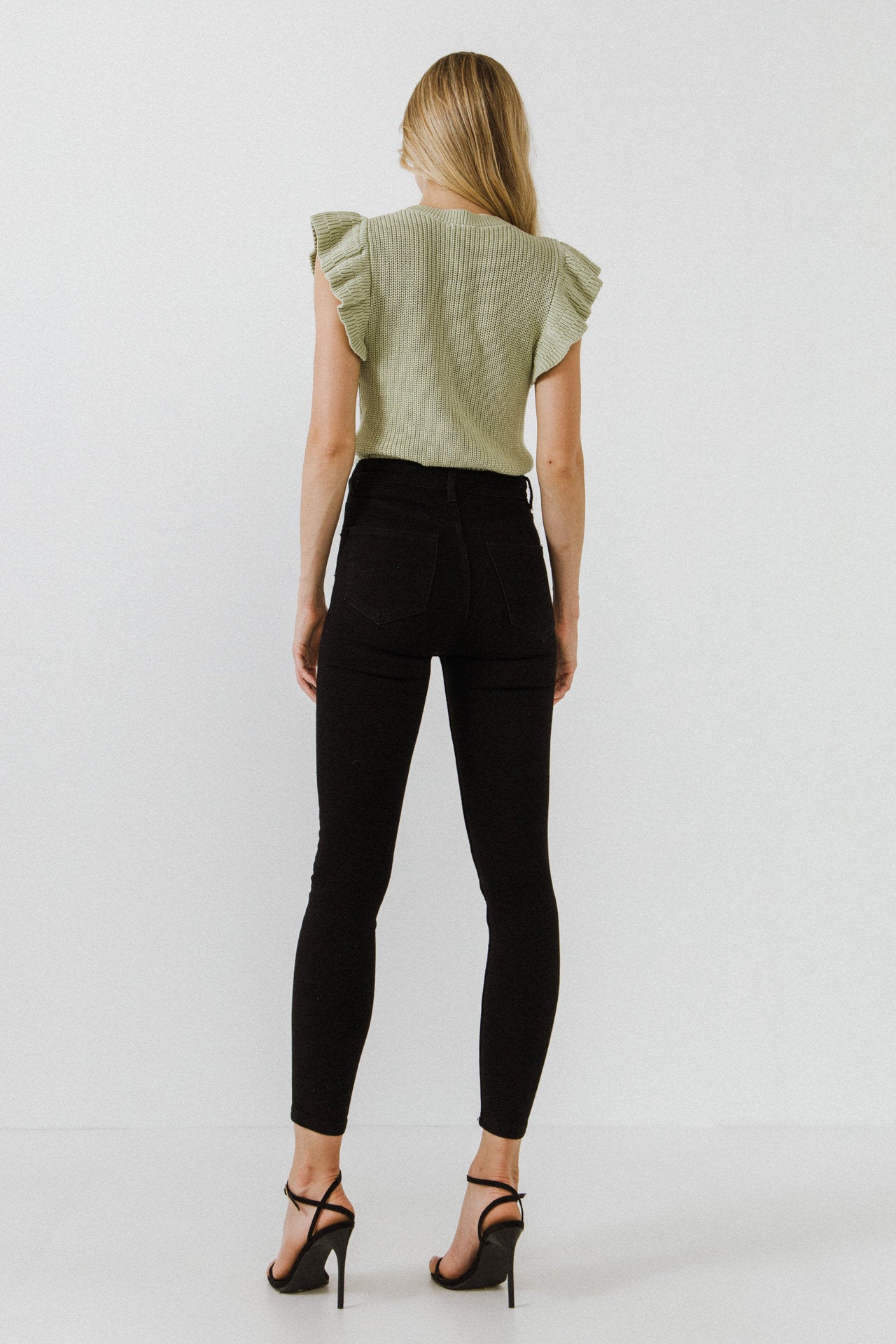 FREE THE ROSES - Ruffled Sleeve Knit Top - TOPS available at Objectrare