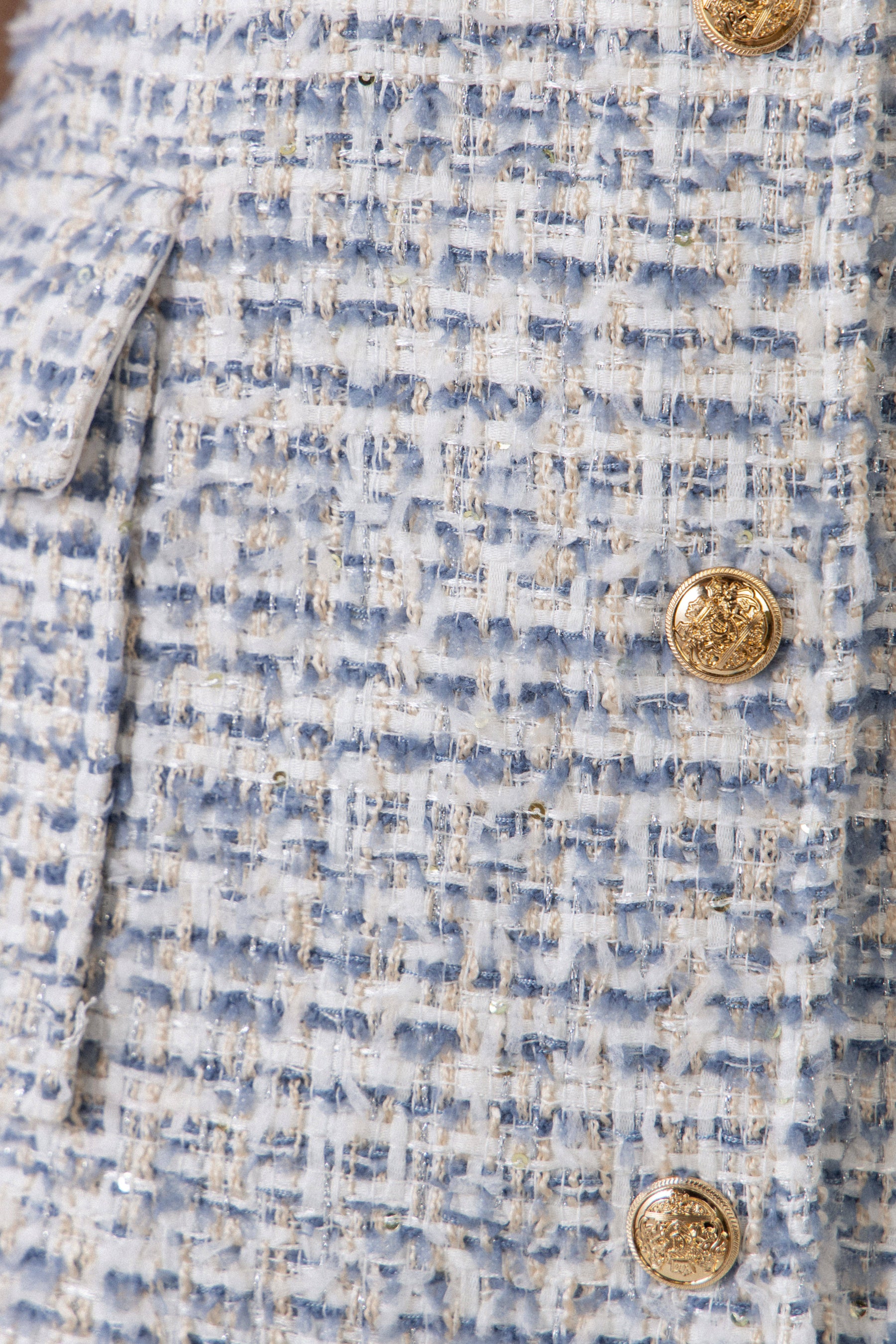 ENDLESS ROSE - Gold Button Up Tweed Collar Mini Dress - DRESSES available at Objectrare