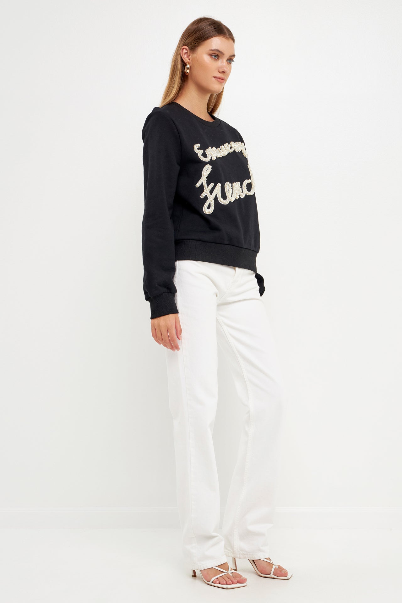 ENDLESS ROSE - Pearl Excuse My French Sweatshirt - SWEATERS & KNITS available at Objectrare