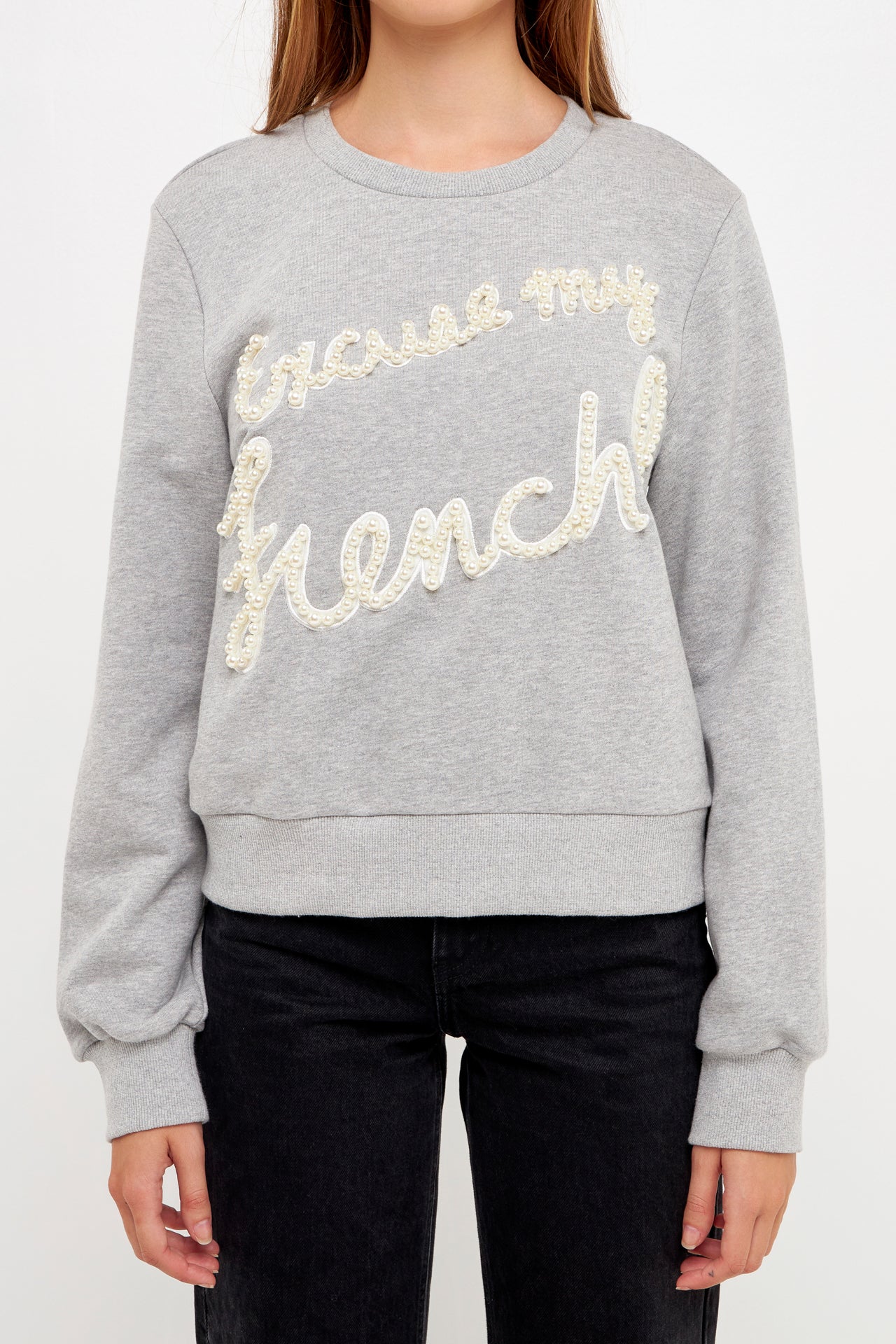 ENDLESS ROSE - Pearl Excuse My French Sweatshirt - SWEATERS & KNITS available at Objectrare