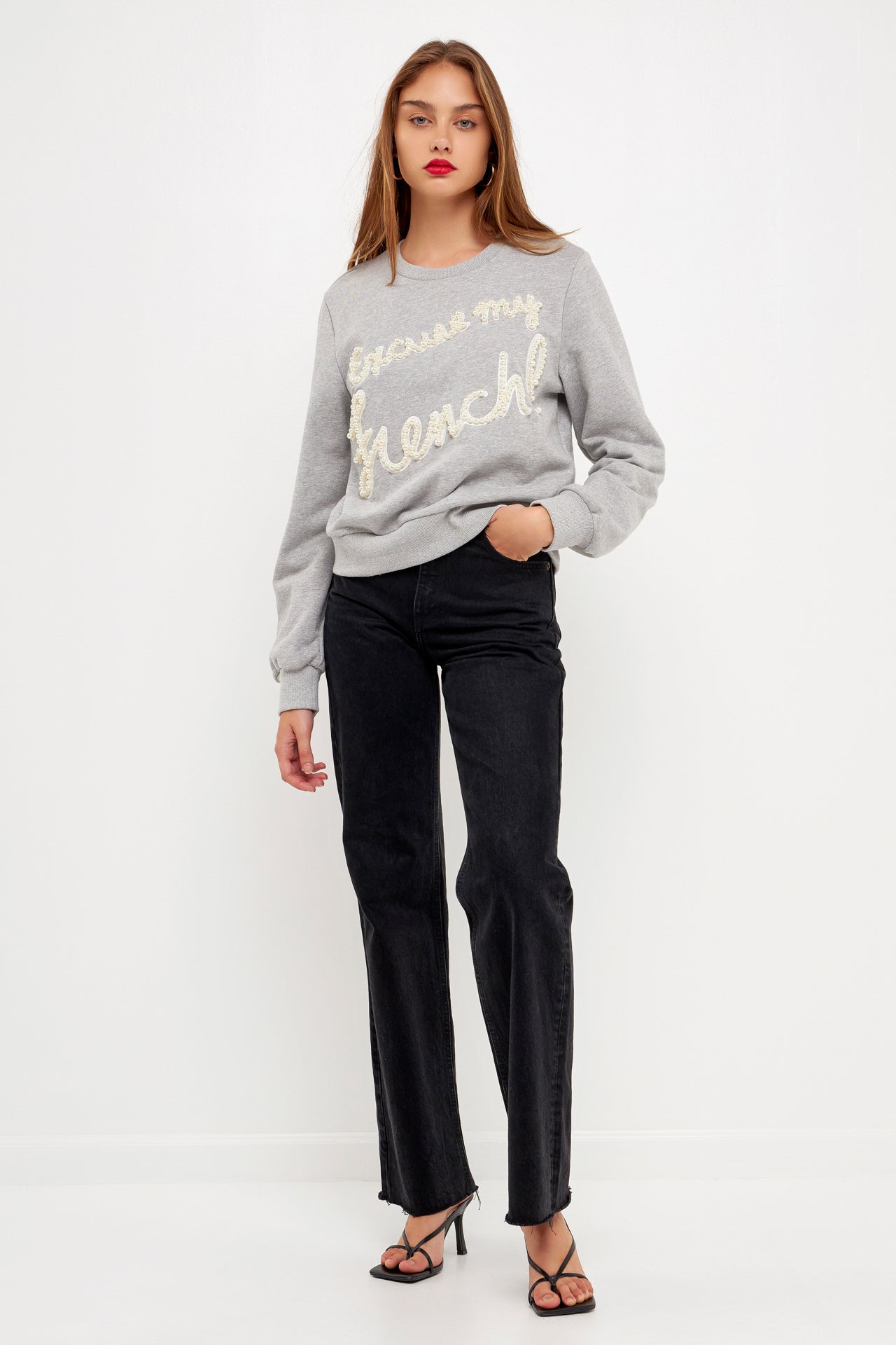 ENDLESS ROSE - Pearl Excuse My French Sweatshirt - SWEATERS & KNITS available at Objectrare