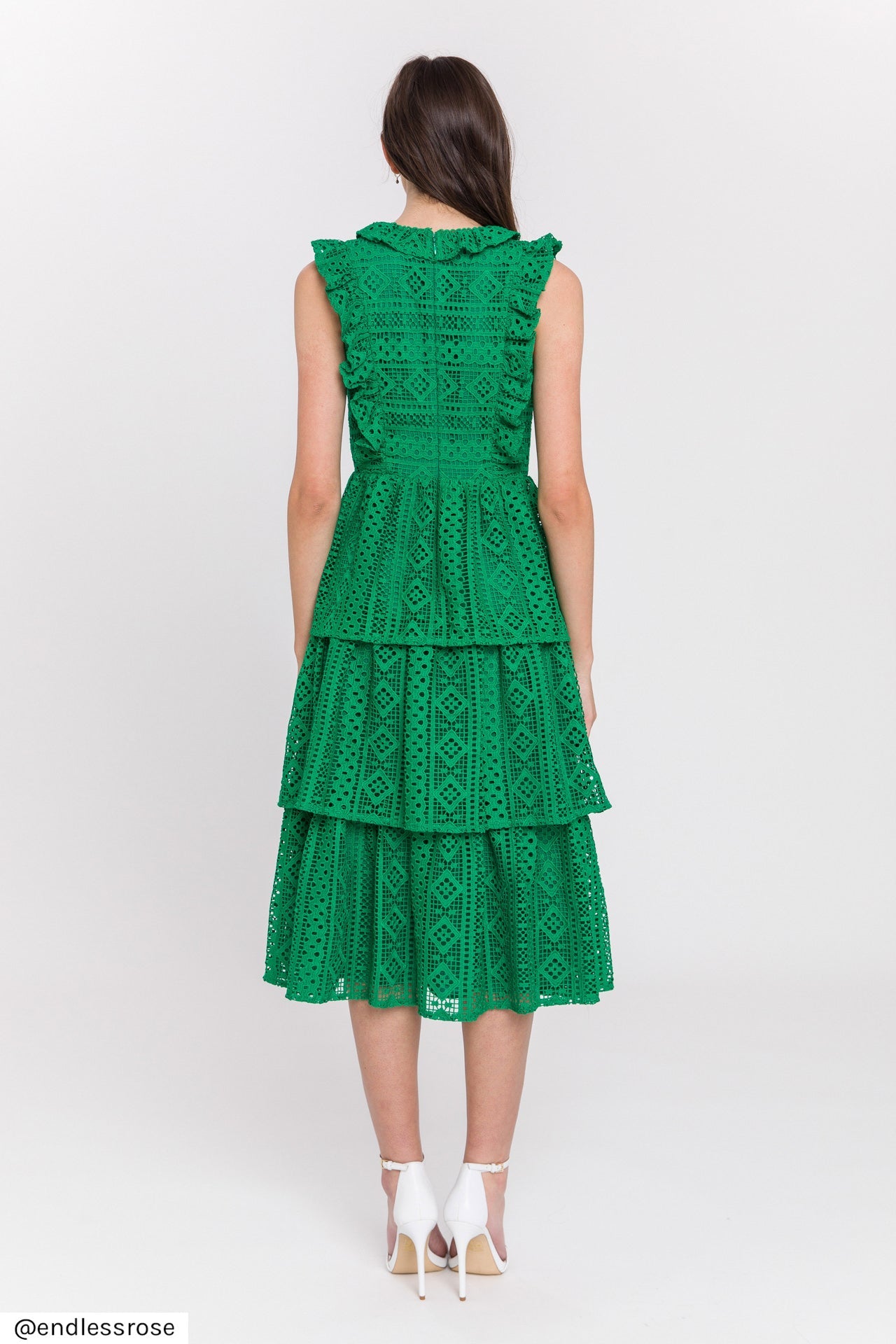 ENDLESS ROSE - All Over Lace Ruffled Dress - DRESSES available at Objectrare