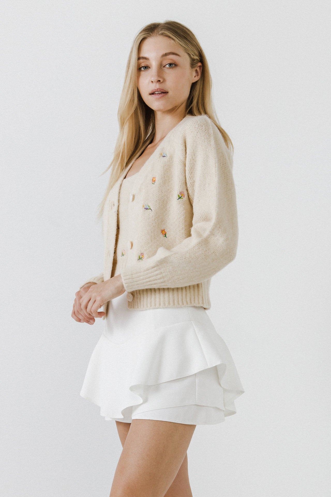 ENGLISH FACTORY - Floral Embroidered Knit Cardigan - CARDIGANS available at Objectrare