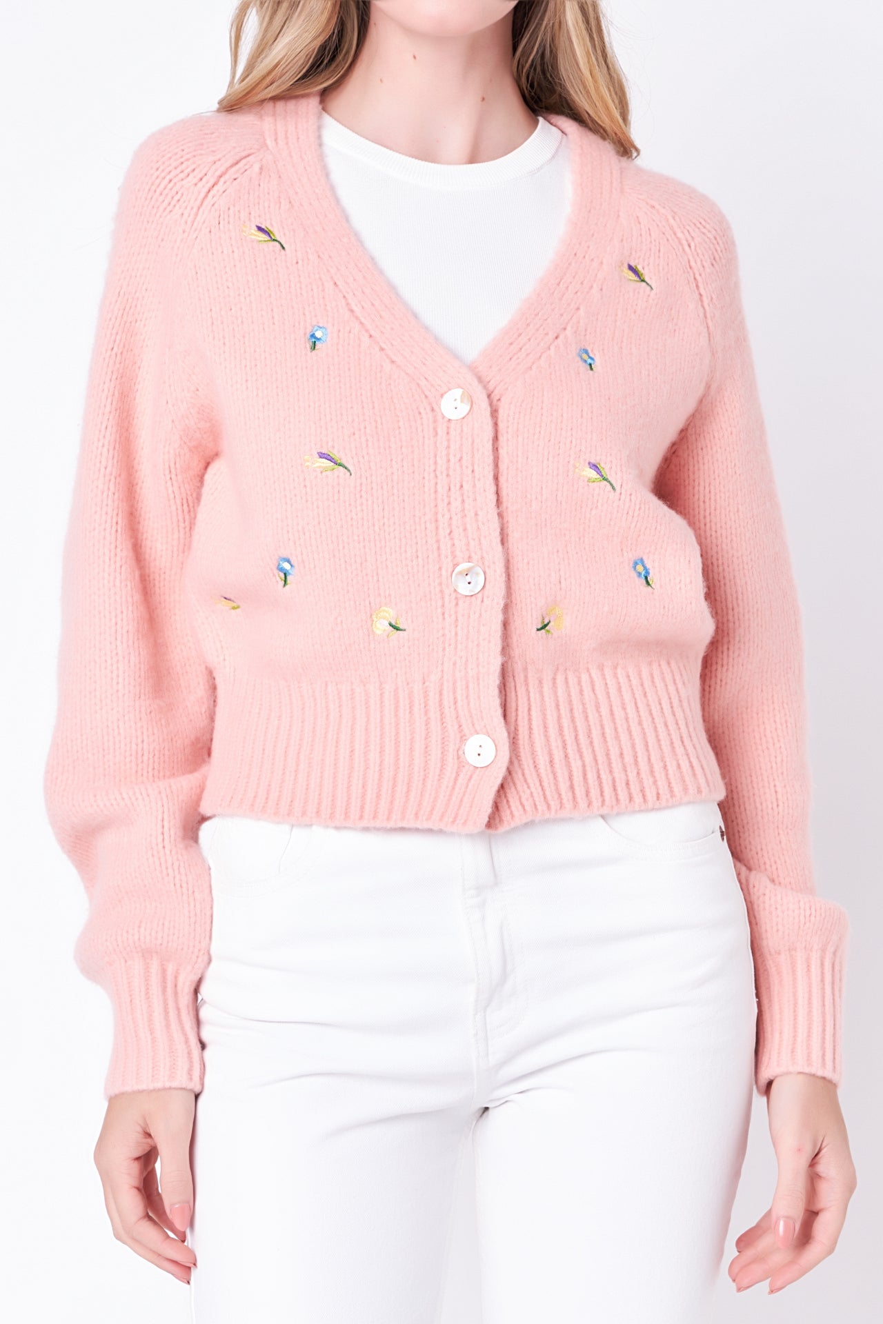 ENGLISH FACTORY - Floral Embroidered Knit Cardigan - CARDIGANS available at Objectrare