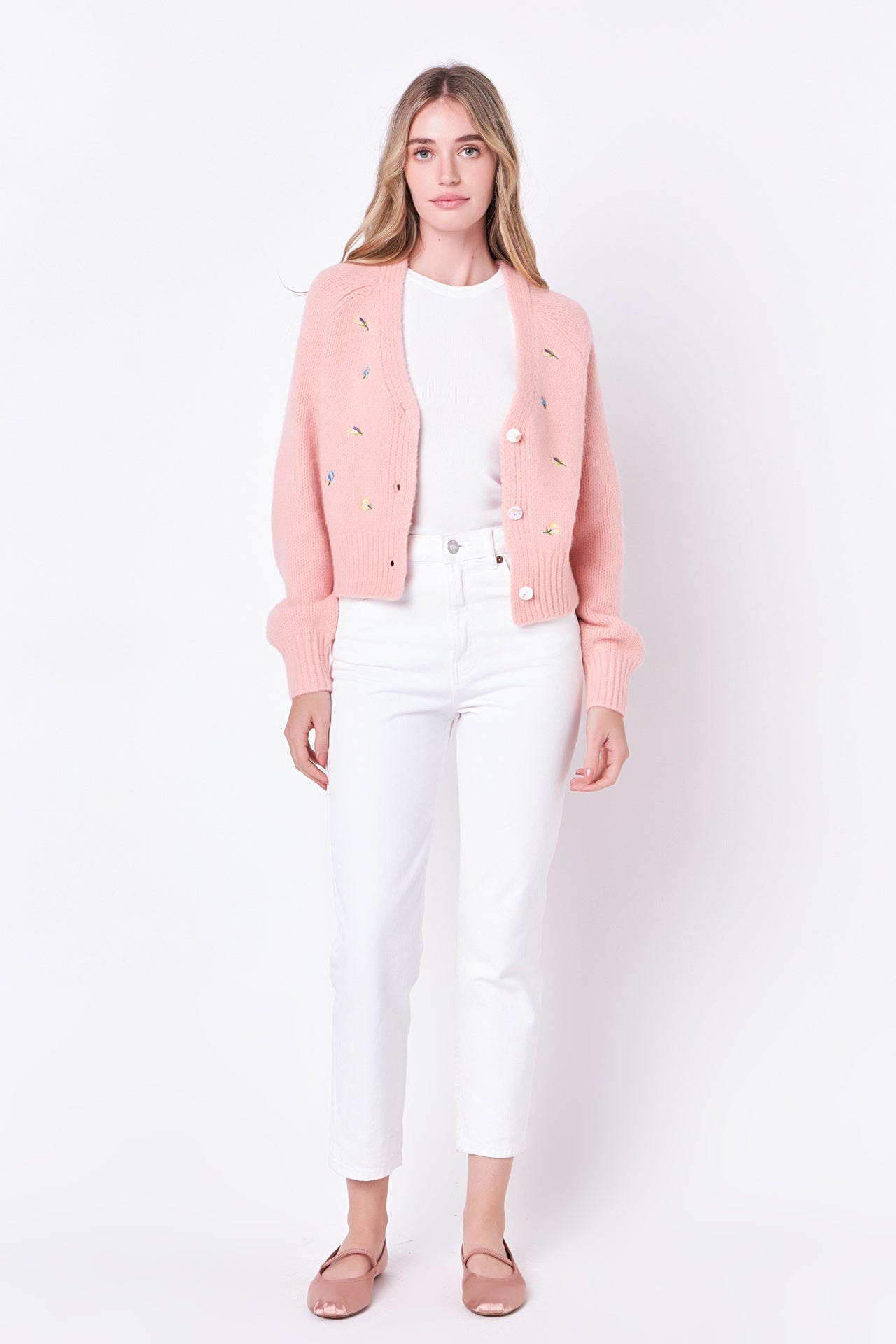 ENGLISH FACTORY - Floral Embroidered Knit Cardigan - CARDIGANS available at Objectrare