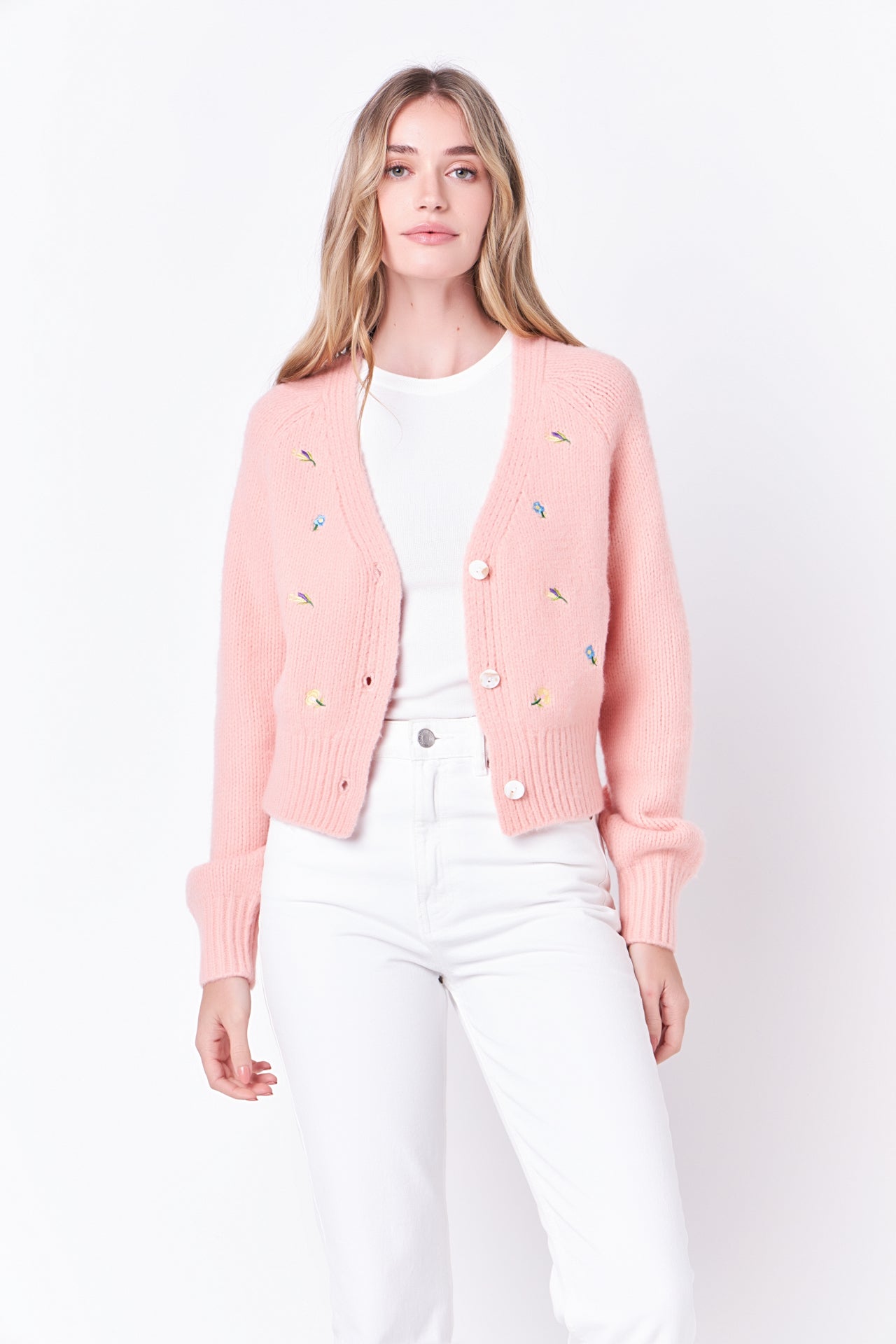 ENGLISH FACTORY - Floral Embroidered Knit Cardigan - CARDIGANS available at Objectrare