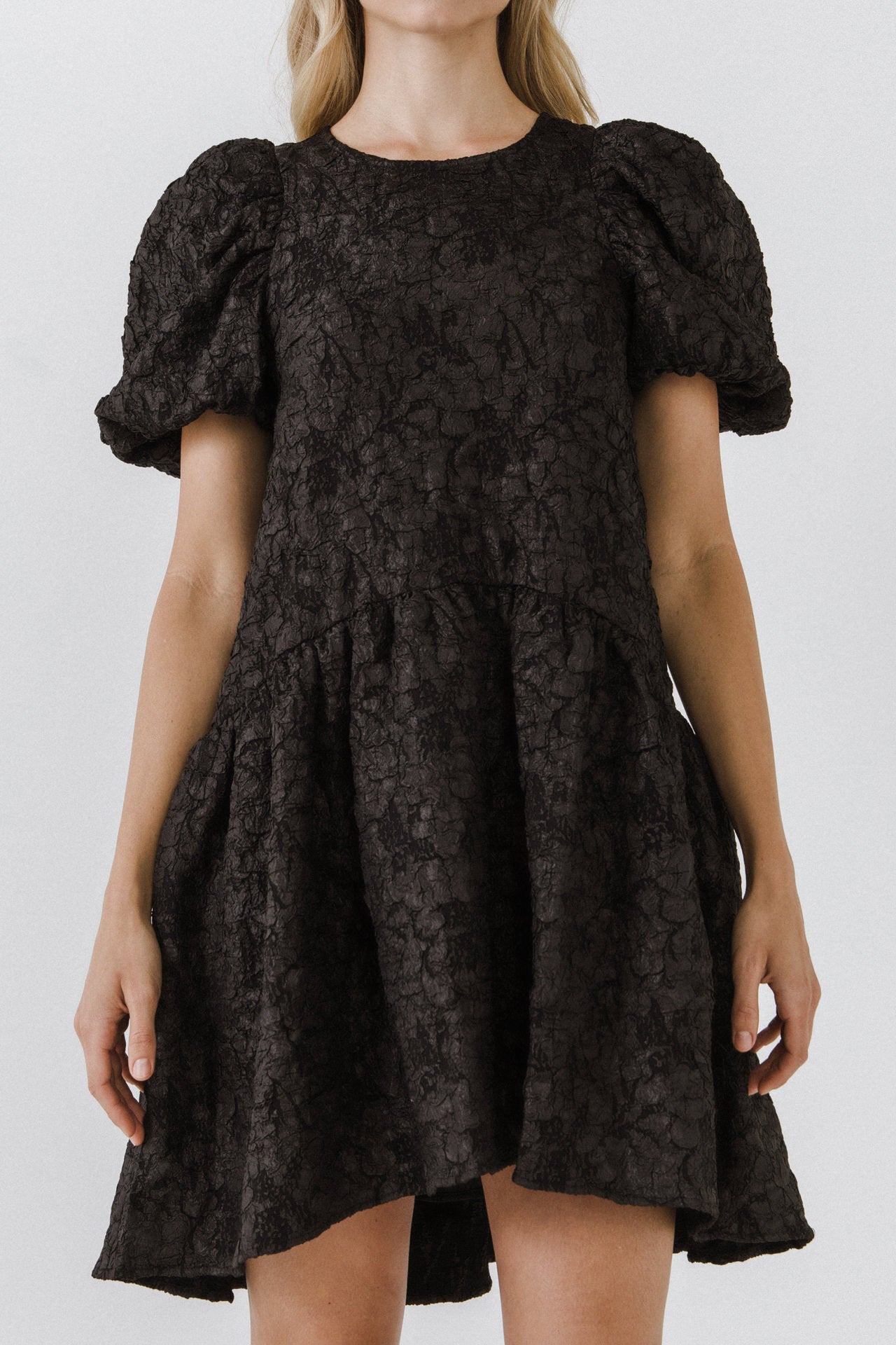 ENDLESS ROSE - Puff Sleeve Drop Waist Dress - DRESSES available at Objectrare