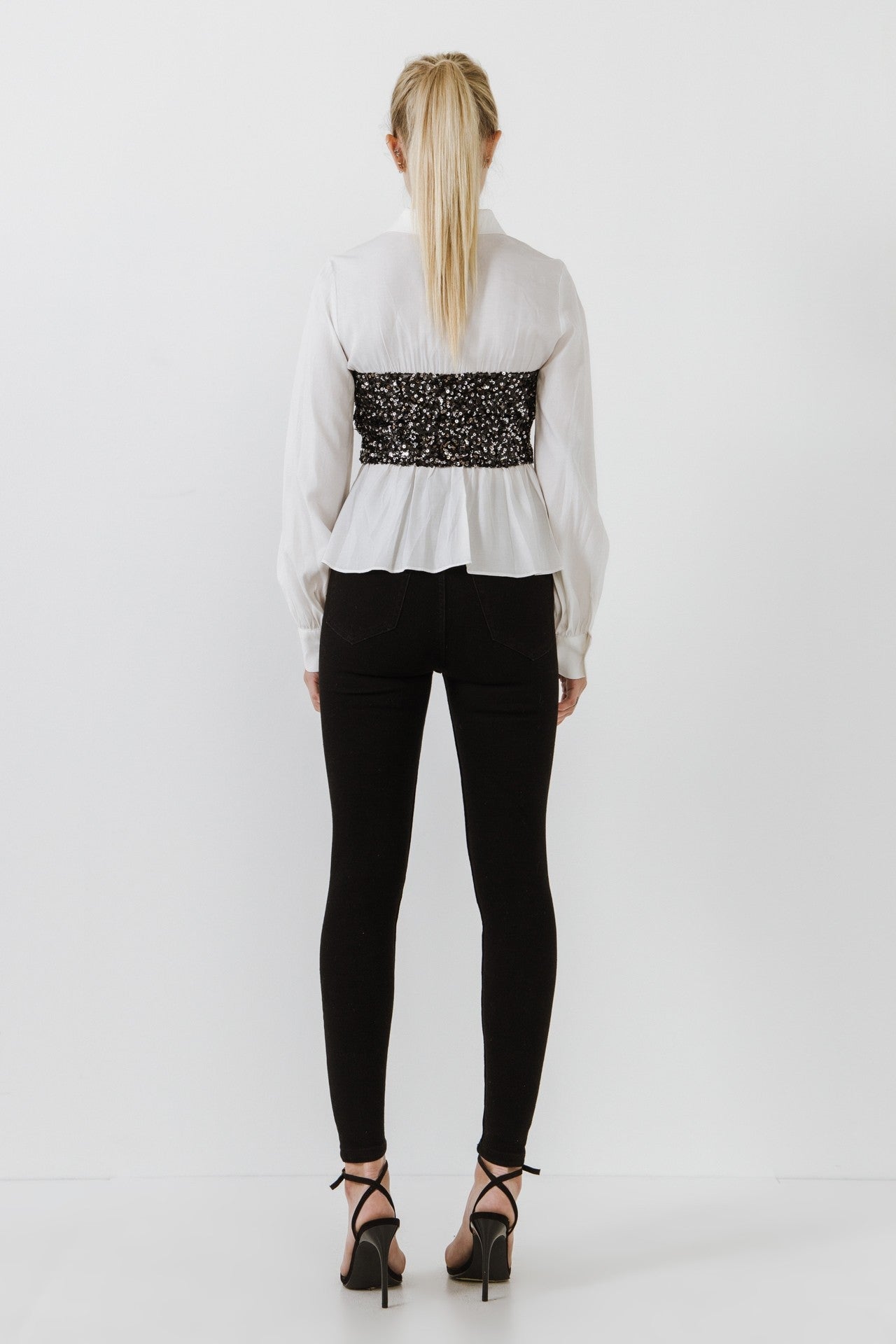 ENDLESS ROSE - Sequin Corset Dress Shirt - TOPS available at Objectrare