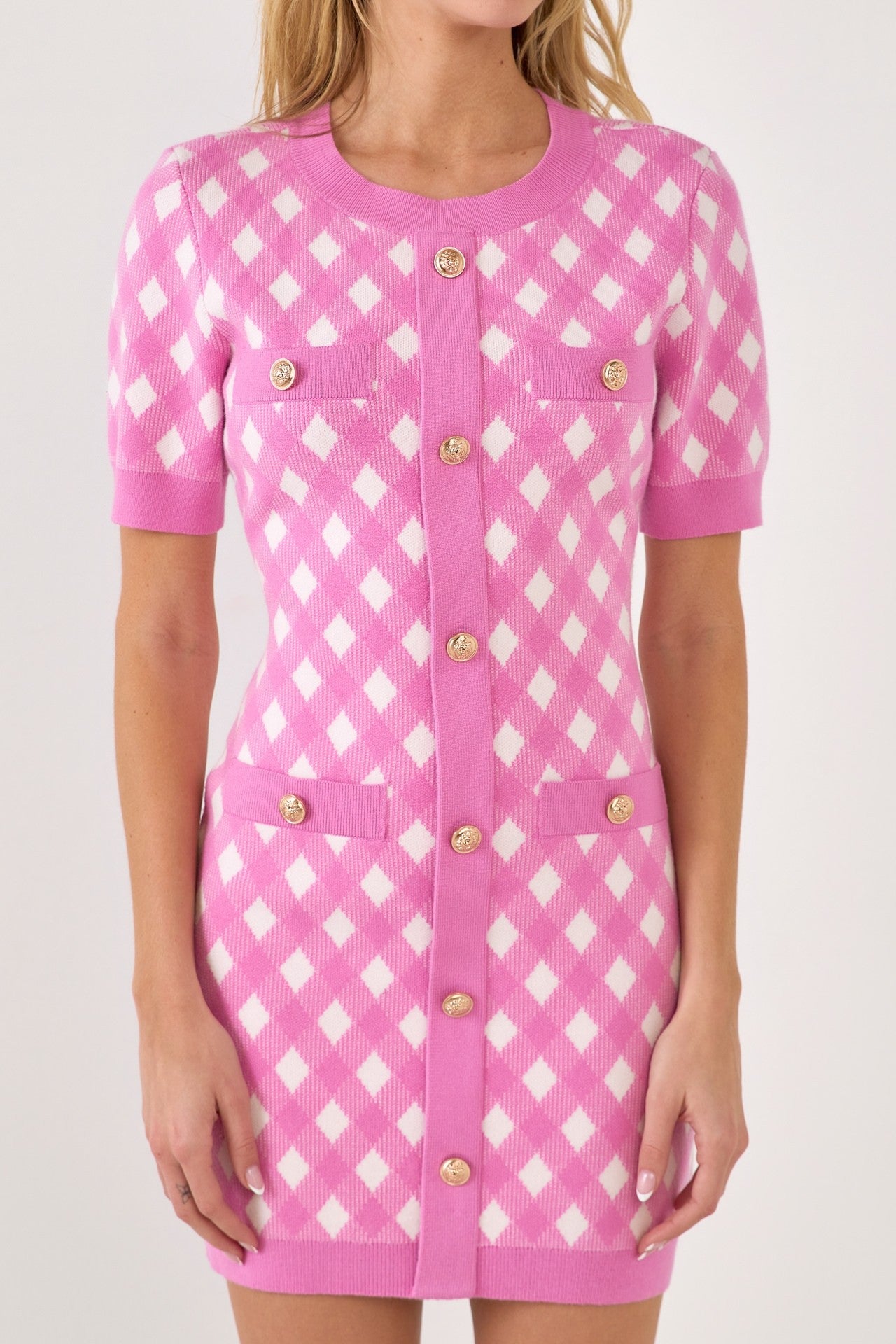 ENDLESS ROSE - Short Sleeve Gingham Dress - DRESSES available at Objectrare