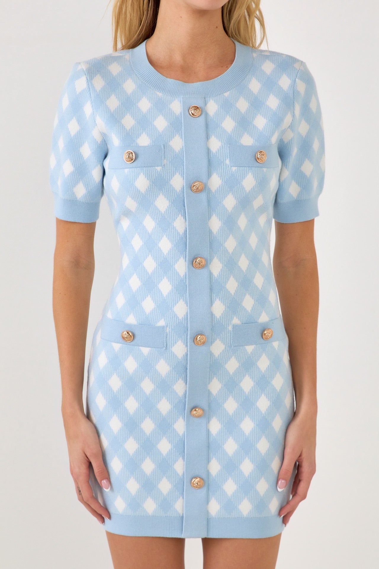 ENDLESS ROSE - Short Sleeve Gingham Dress - DRESSES available at Objectrare