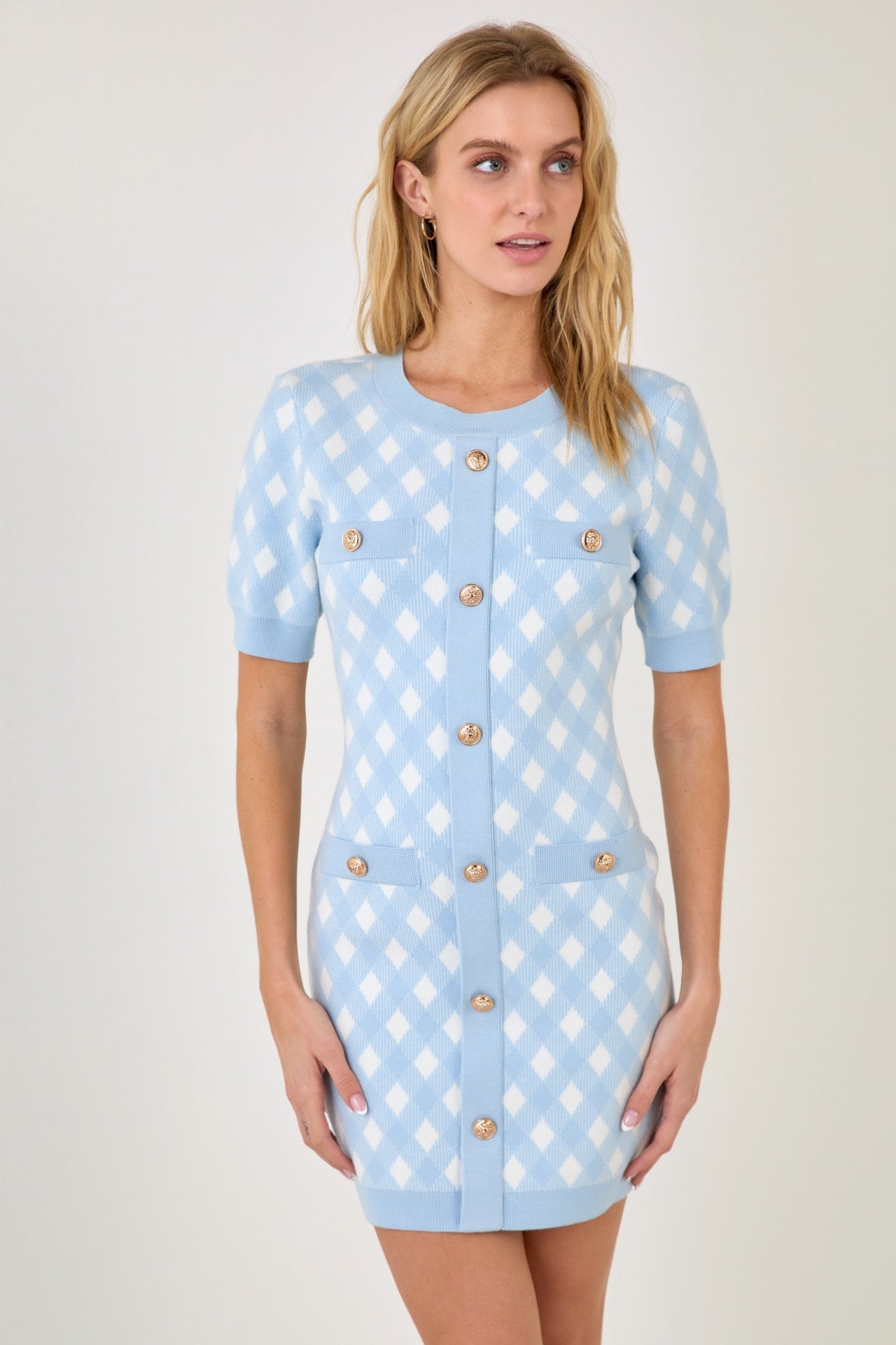 ENDLESS ROSE - Short Sleeve Gingham Dress - DRESSES available at Objectrare
