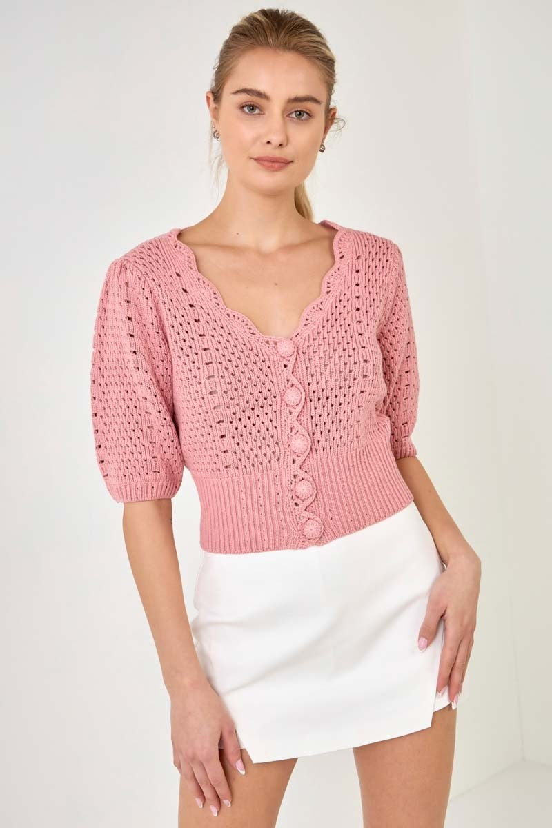ENGLISH FACTORY - English Factory - Crochet Cropped Cardigan - CARDIGANS available at Objectrare