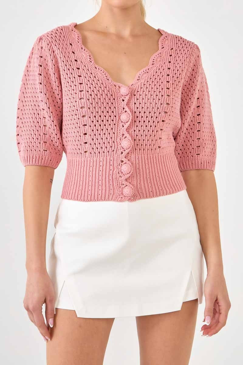 ENGLISH FACTORY - English Factory - Crochet Cropped Cardigan - CARDIGANS available at Objectrare