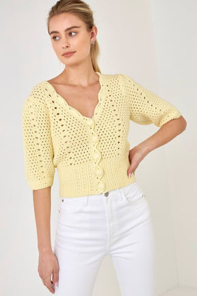 ENGLISH FACTORY - Crochet Cropped Cardigan - CARDIGANS available at Objectrare