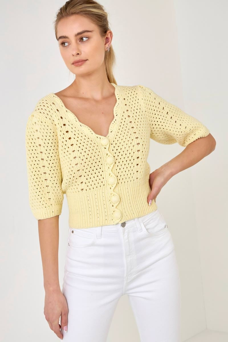 ENGLISH FACTORY - English Factory - Crochet Cropped Cardigan - CARDIGANS available at Objectrare